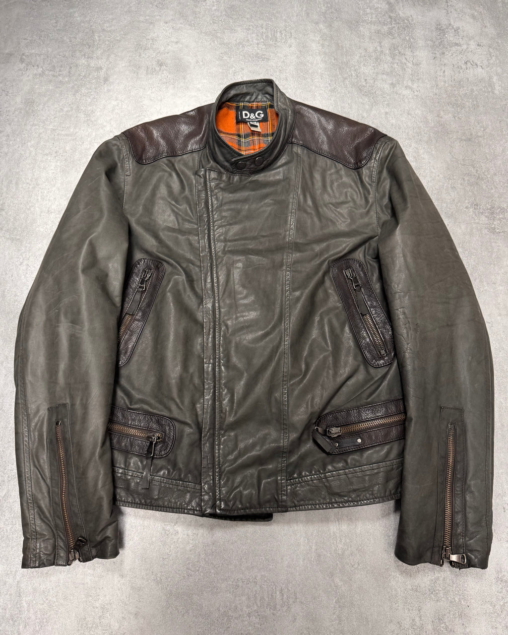 2000s Dolce & Gabbana Asymmetrical Leather Jacket