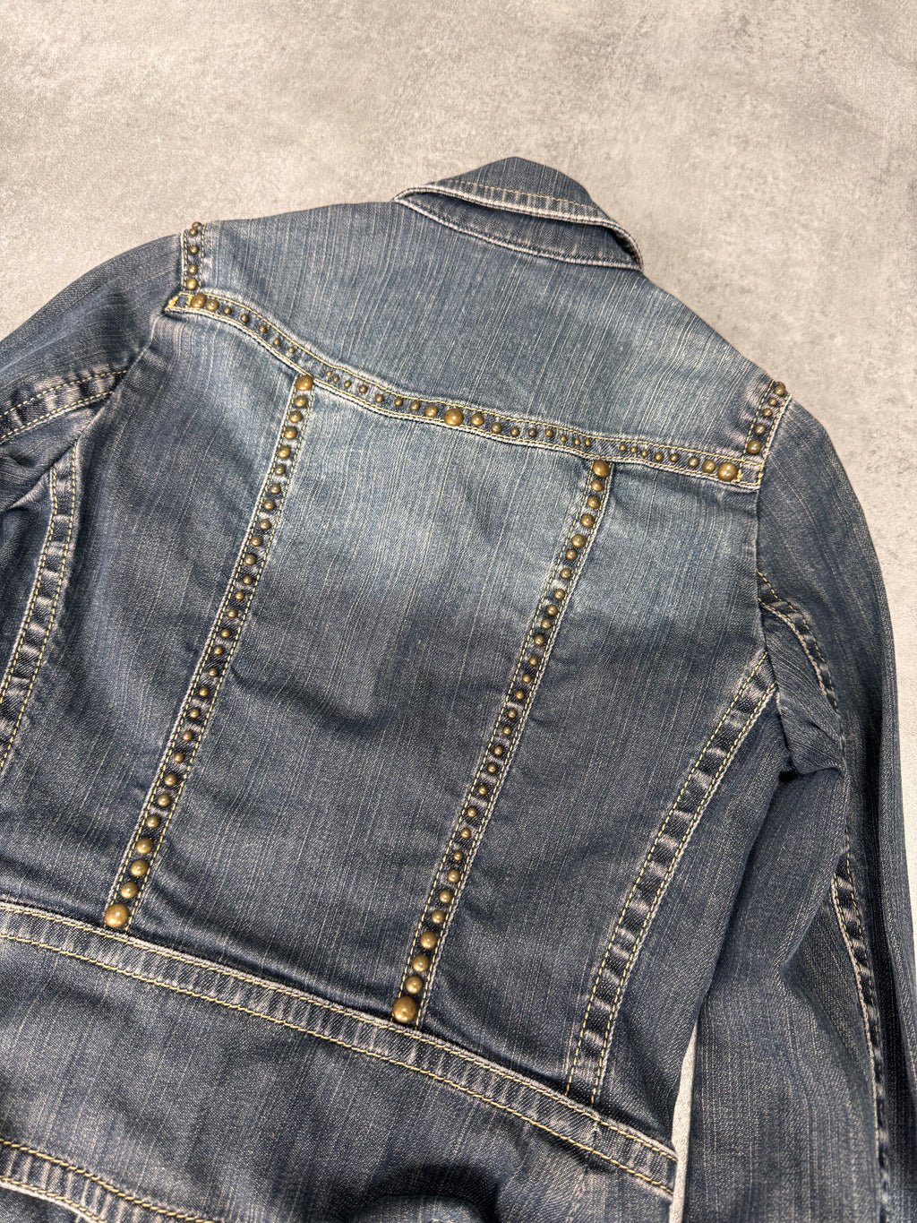Plein Sud Studded Denim Cropped Jacket (XXS/XS)