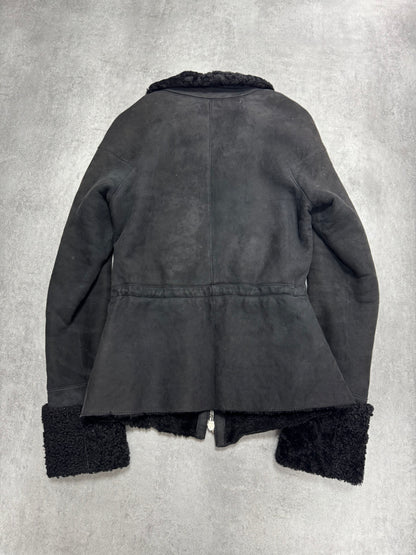 AW2007 Emporio Armani Black Shearling Fitted Jacket (XS)