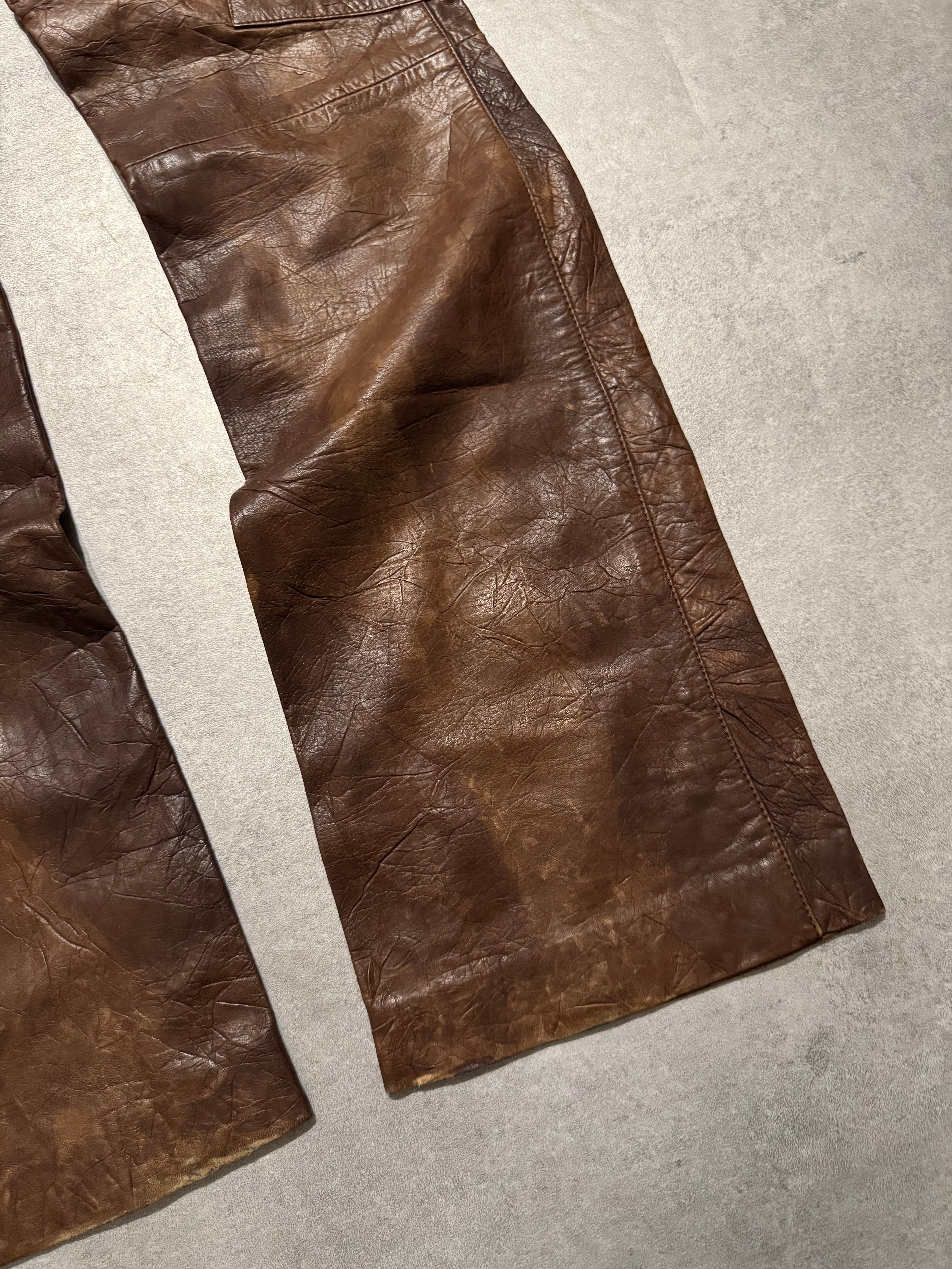 SS2004 Dolce & Gabbana Ninja Multi-Zip Brown Leather Pants
