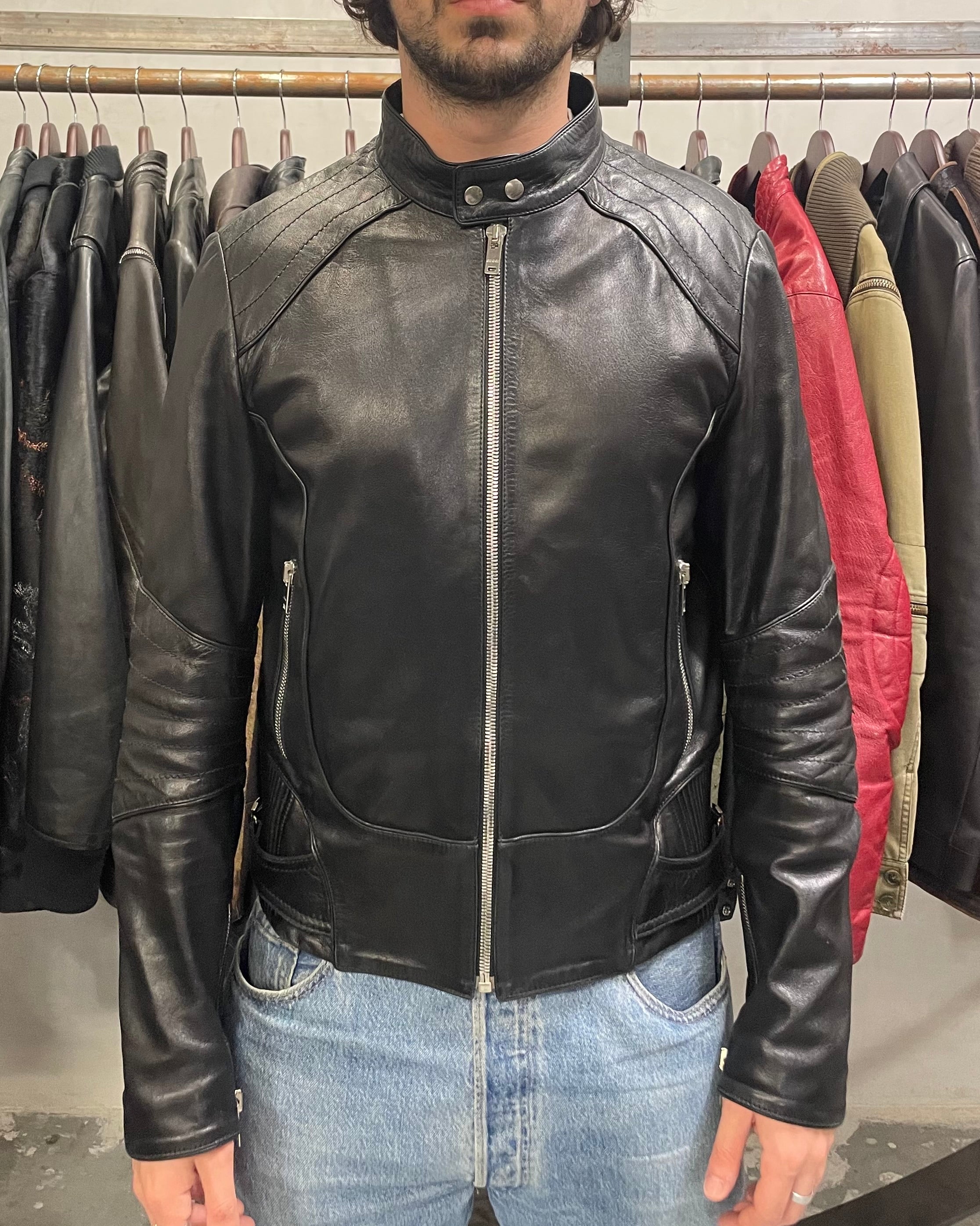 2000s Gucci Biker Black Leather Jacket