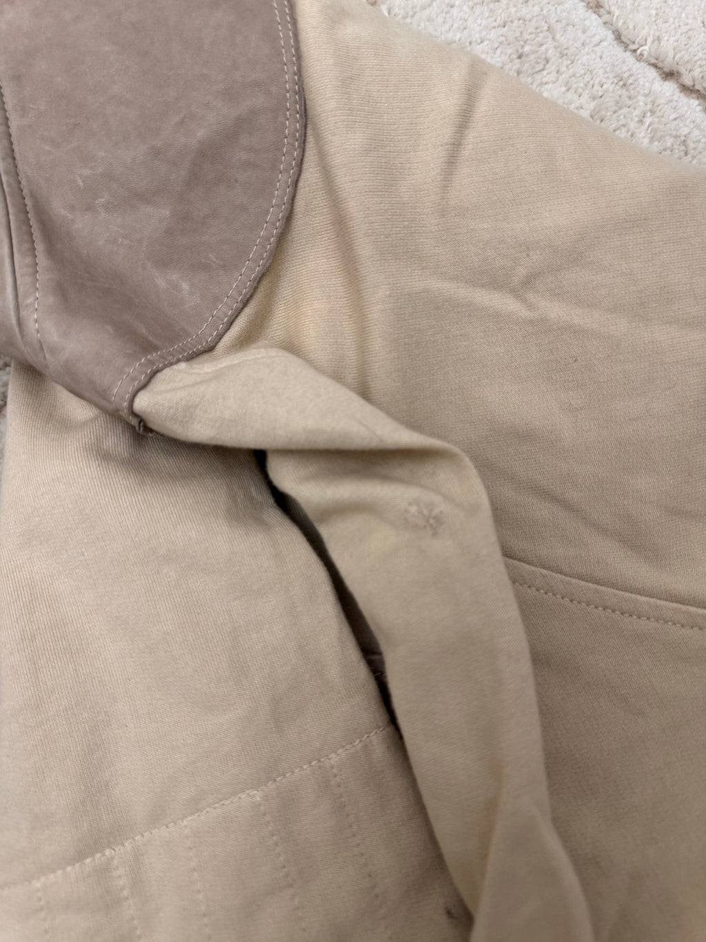 2000s Emporio Armani Paneled Stone Beige Zip-Up Sweater