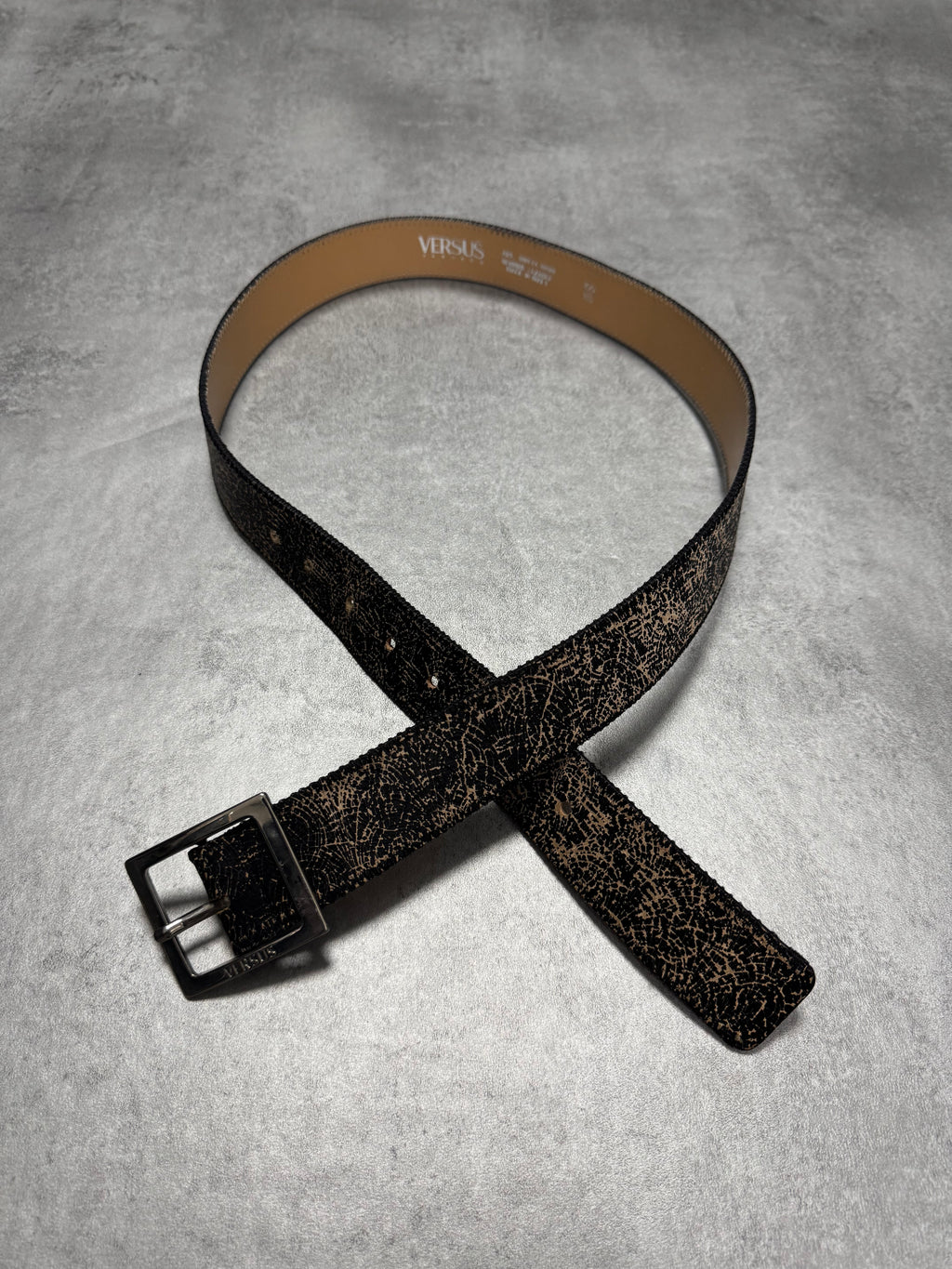 Versace Black Cracked Leather Belt