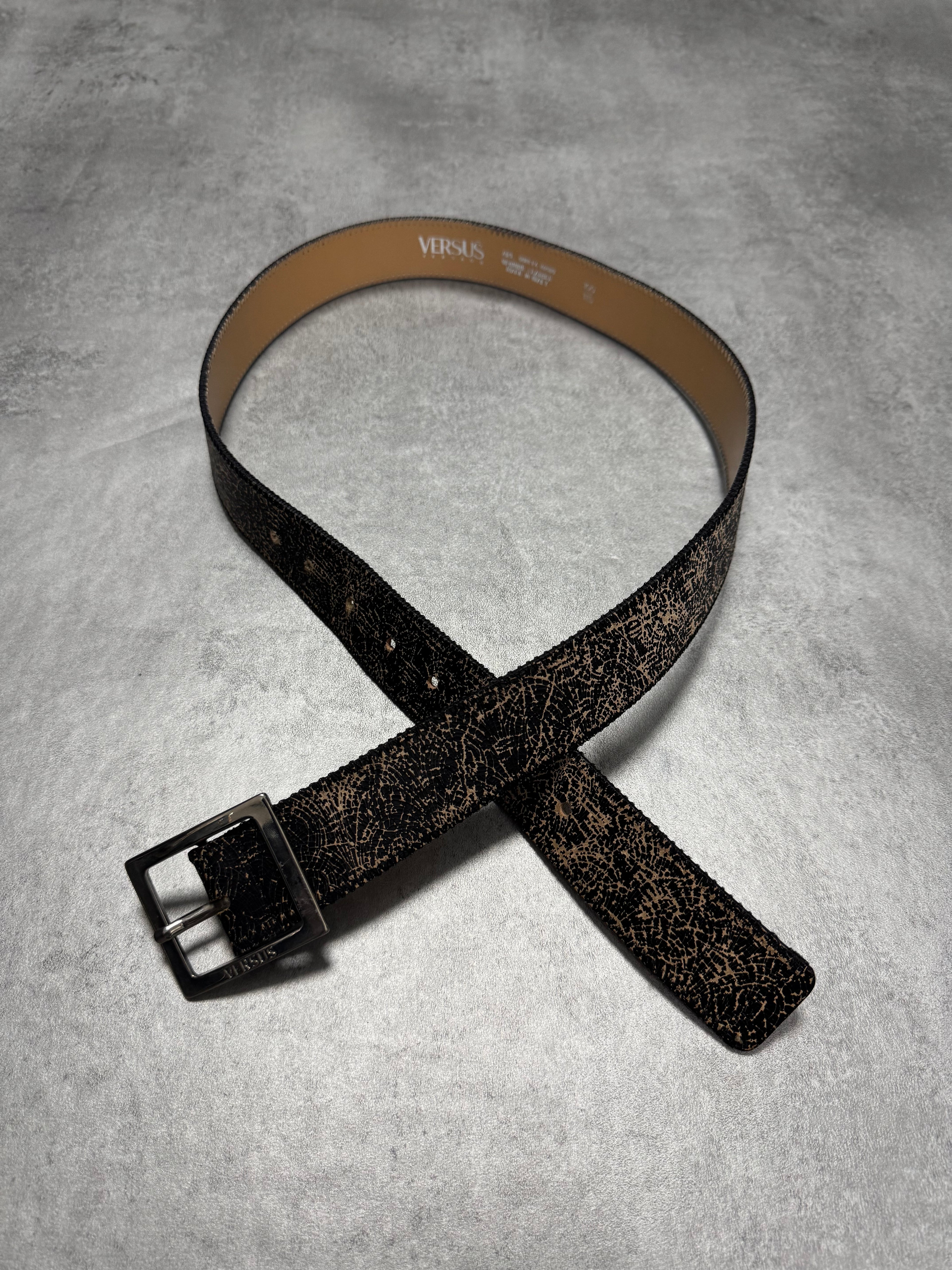 Versace Black Cracked Leather Belt