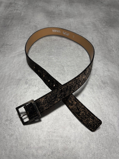 Versace Black Cracked Leather Belt (OS)