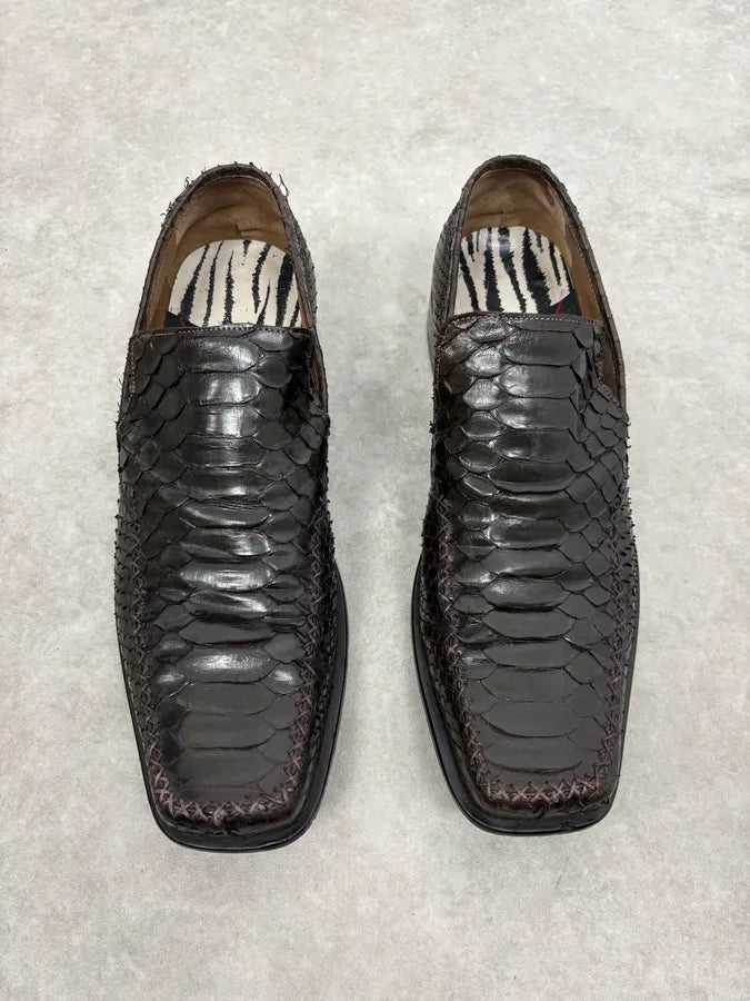 2000s Roberto Cavalli Dark Brown Python Leather Mules qEwUkqw 1