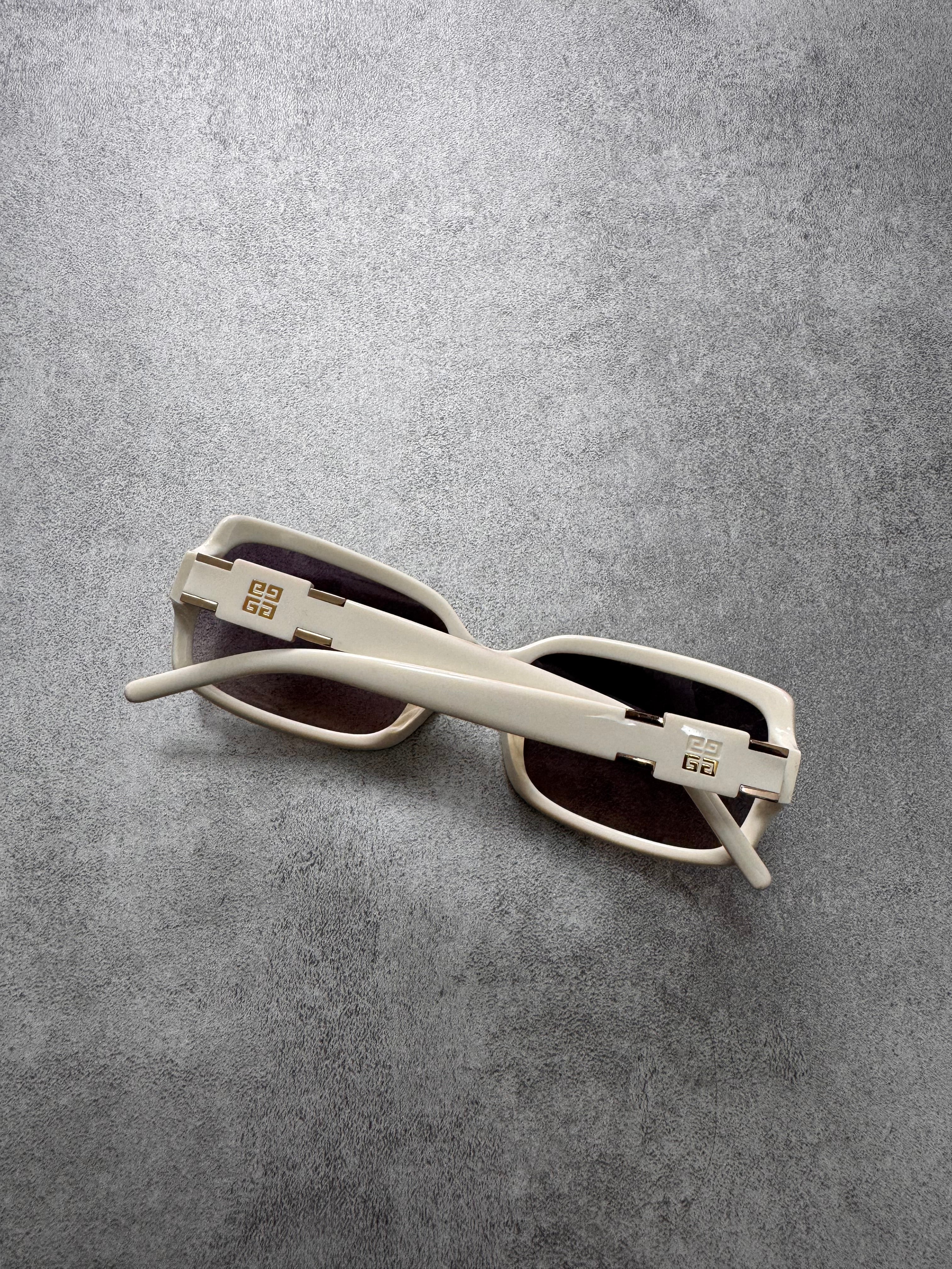 2000s Givenchy White Rectangle Sunglasses