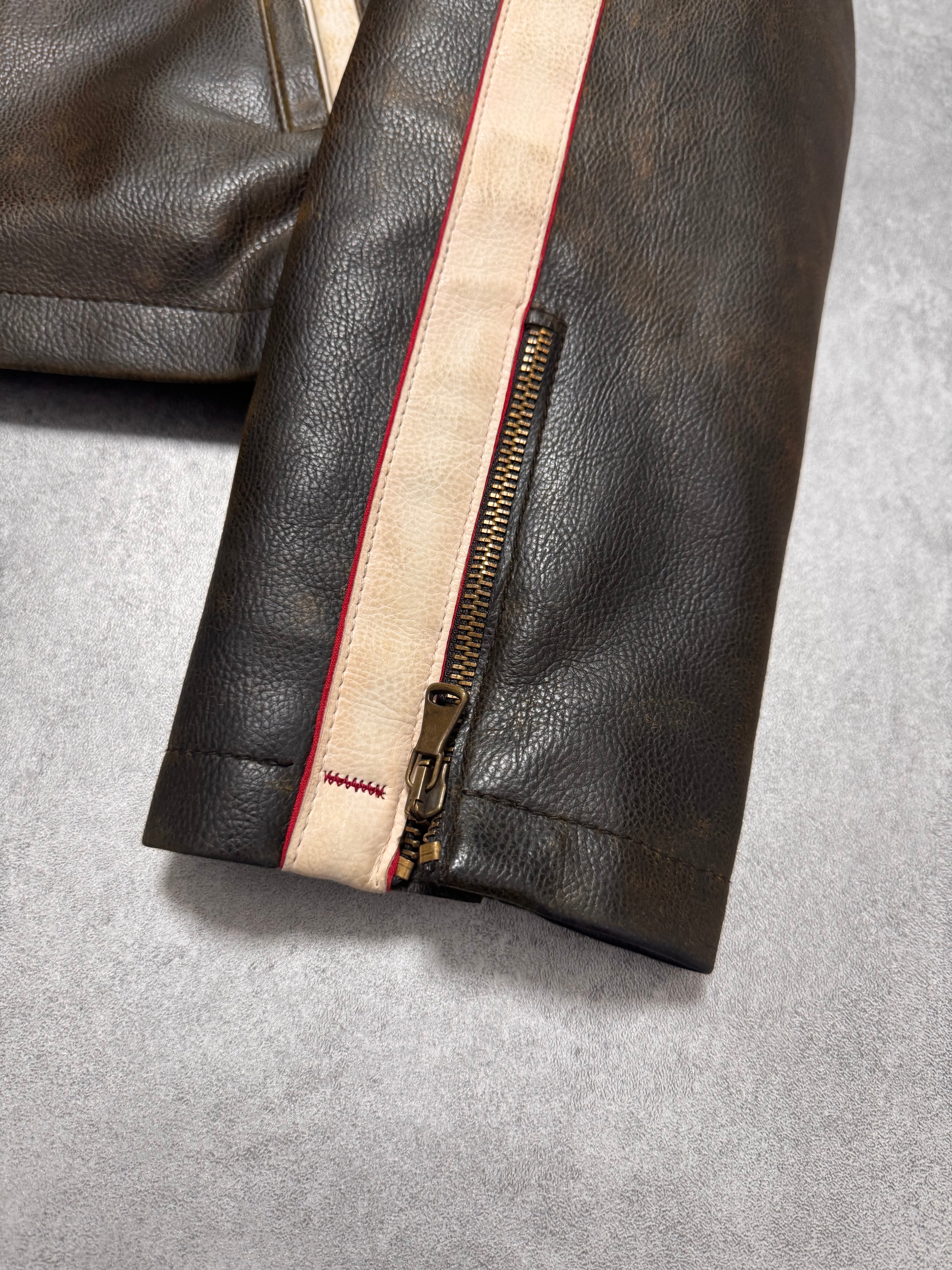 2000s Armani Biker Relief Leather Jacket