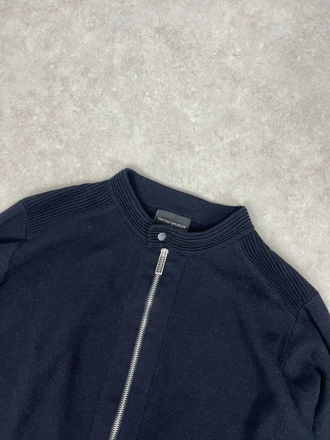 Emporio Armani Dark Navy Knit Zip Jacket TMeWEKO 8
