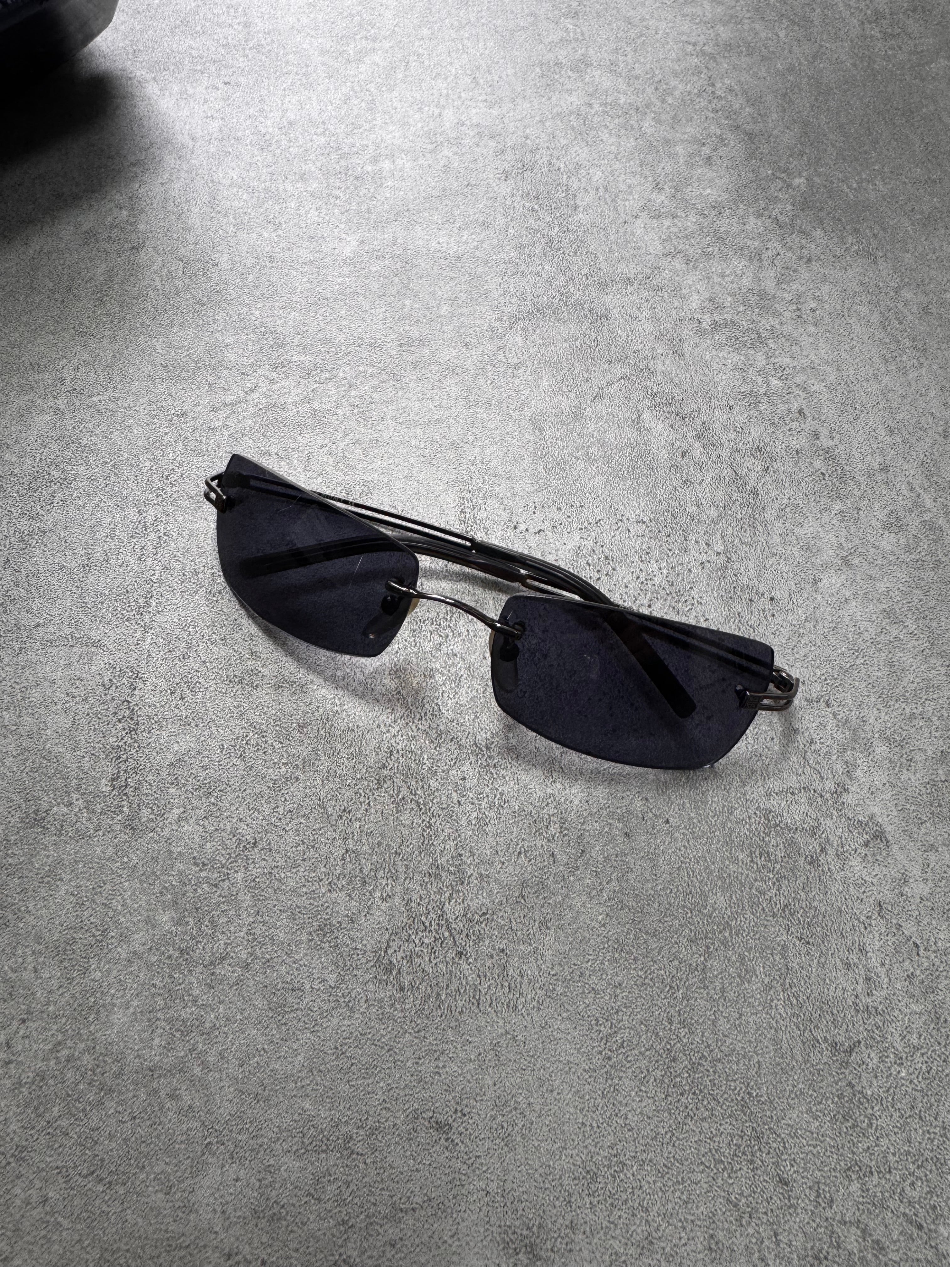 2000s Givenchy Deep Blue Rectangle Sunglasses
