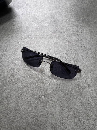 2000s Givenchy Deep Blue Rectangle Sunglasses (OS)