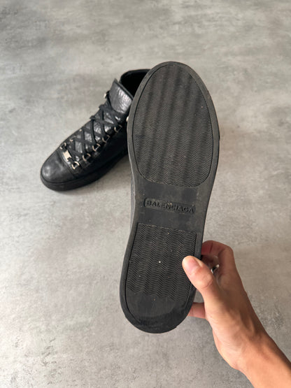 Balenciaga Arena High Black Cracked Leather Sneakers (45eu/us11)