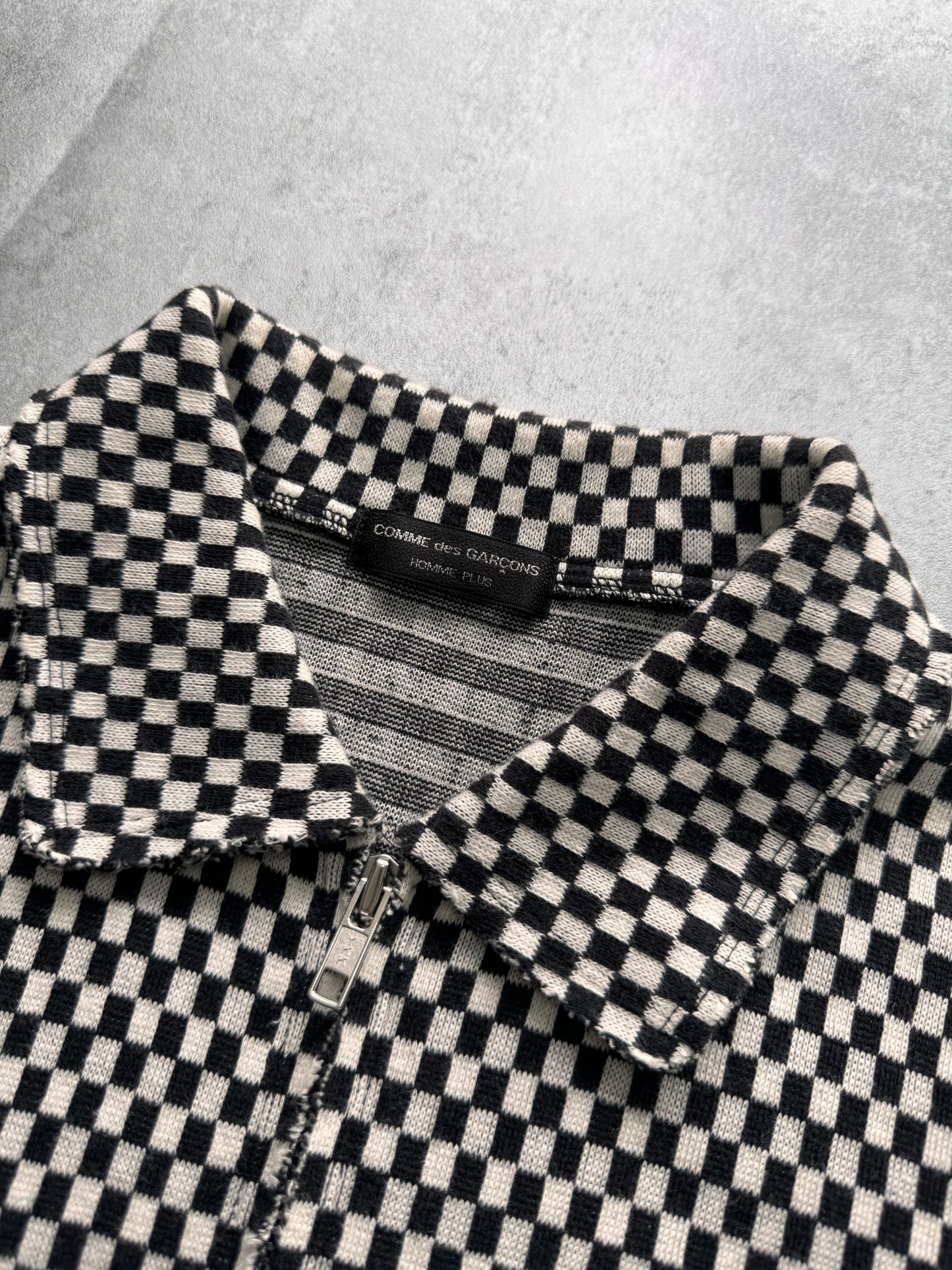 AW2002 Comme Des Garçons Homme Plus Black Checked Zipped Sweater (S)