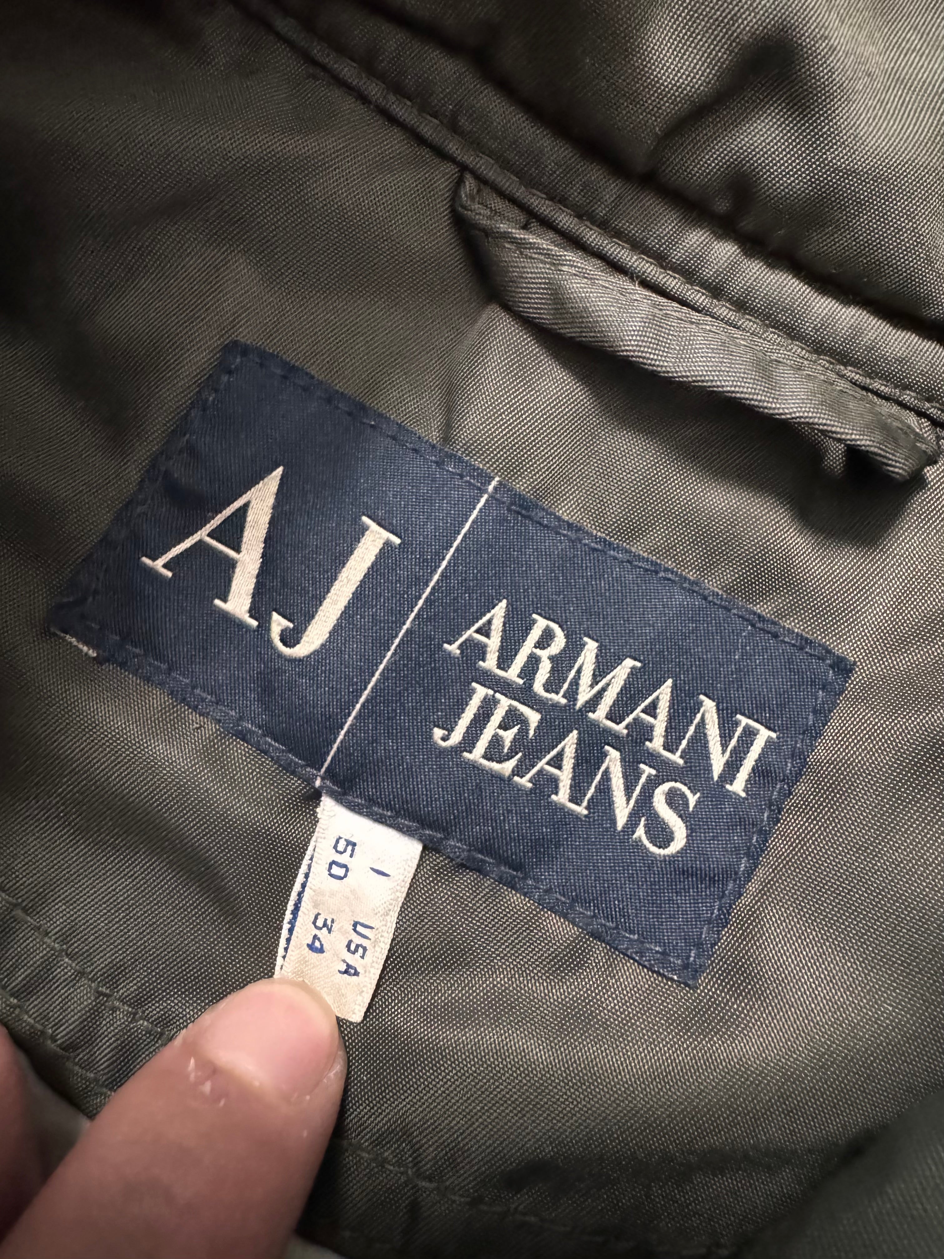 2000s Armani Olive Utility Drift Bomber Jacket