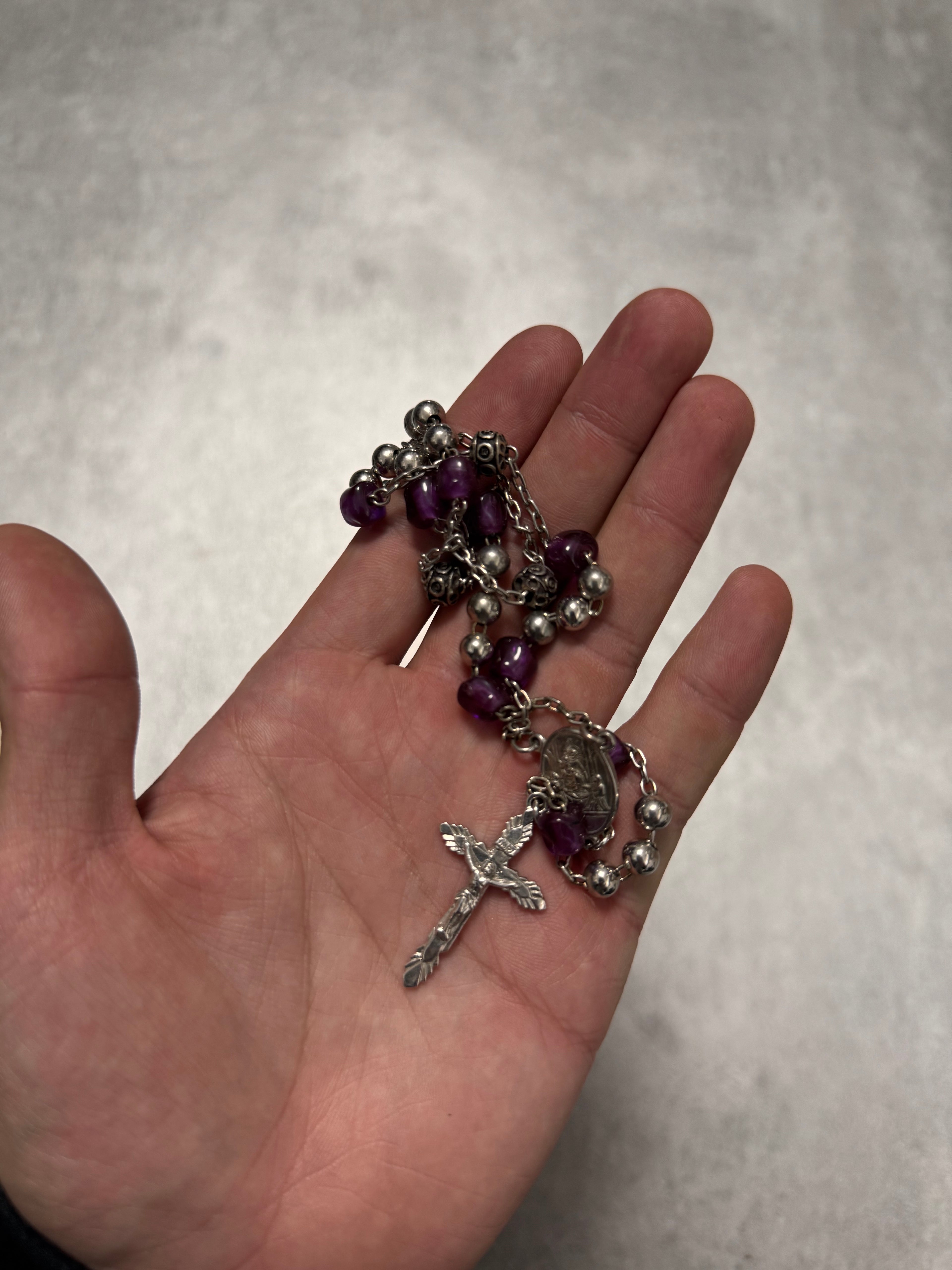 Dolce & Gabbana Purple Crystal Rosary Necklace