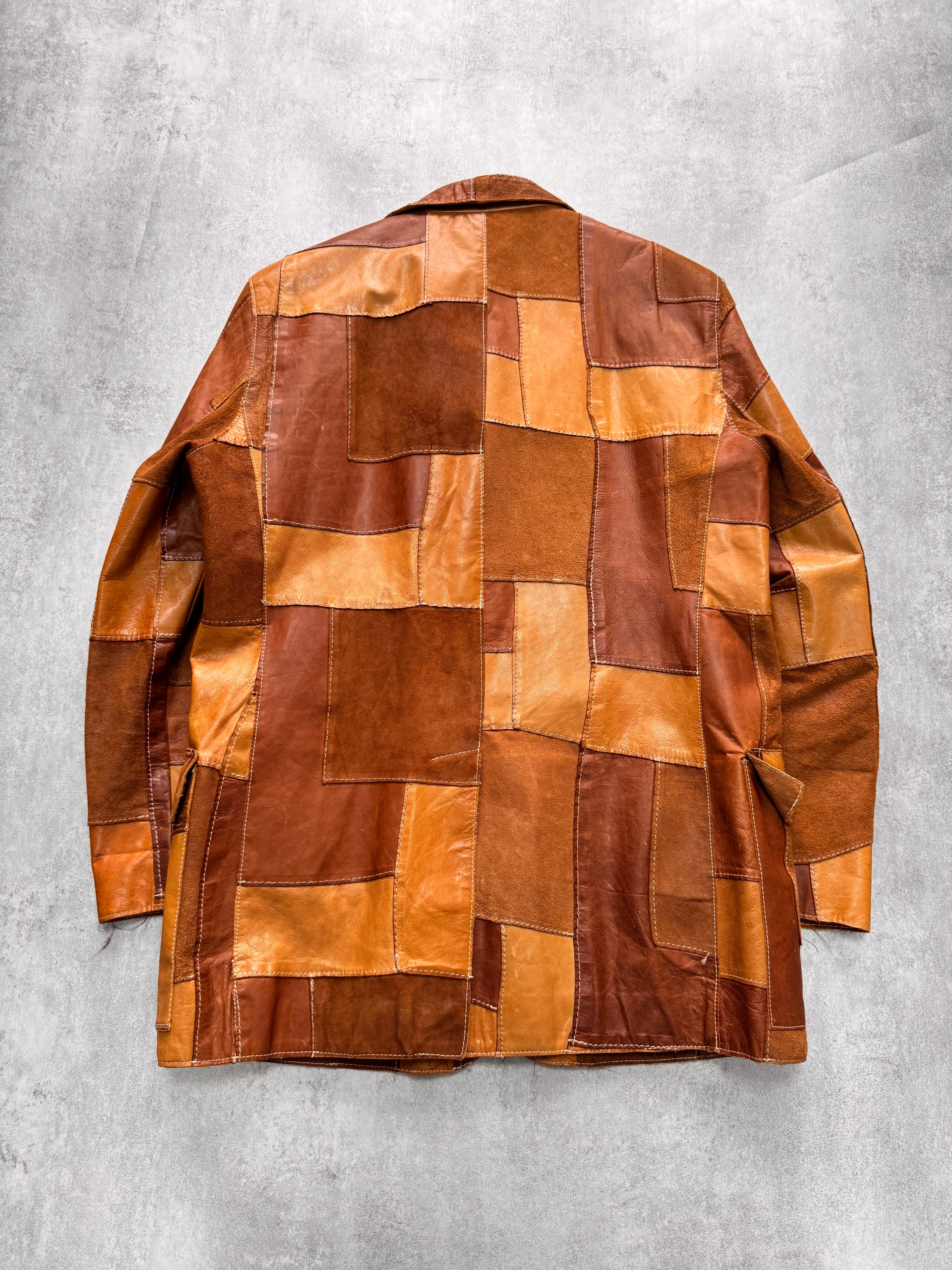 SS2001 Dolce & Gabbana Camel Patchwork Leather Suit Jacket