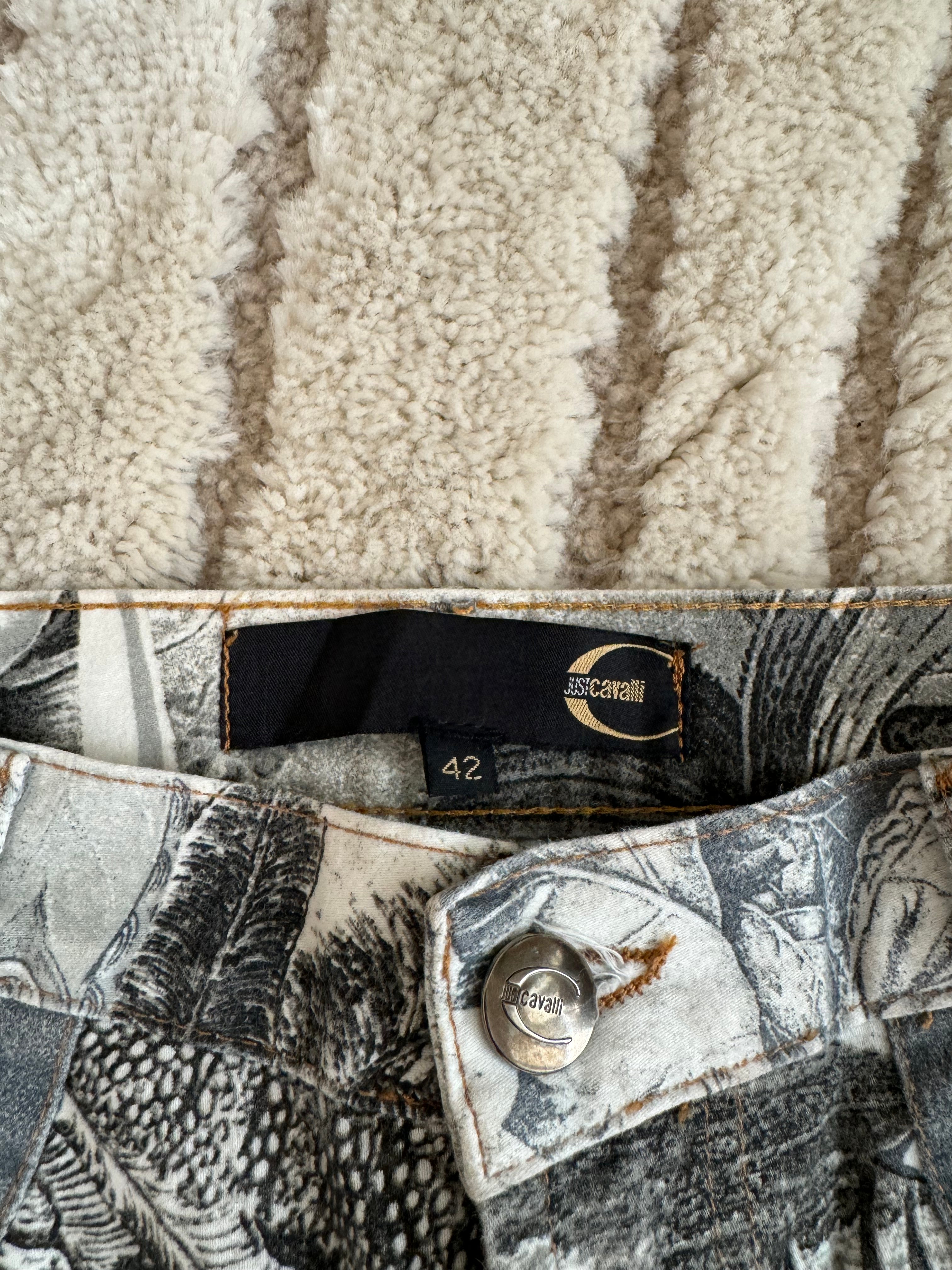 Just Cavalli Black & White Floral Printed Pants