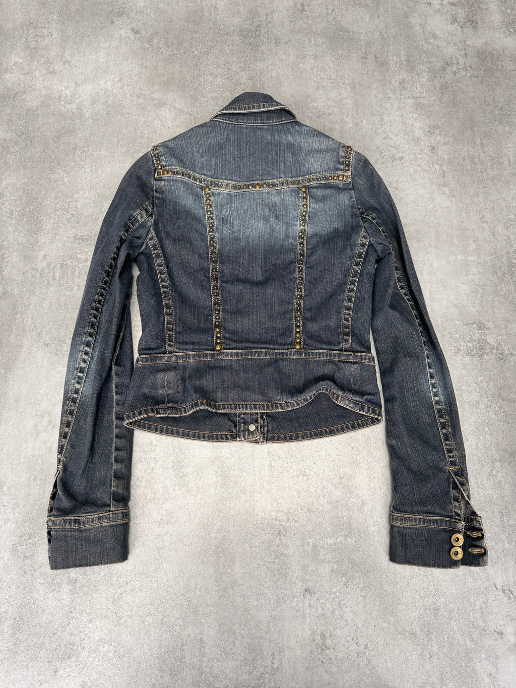 Plein Sud Studded Denim Cropped Jacket (XXS/XS)