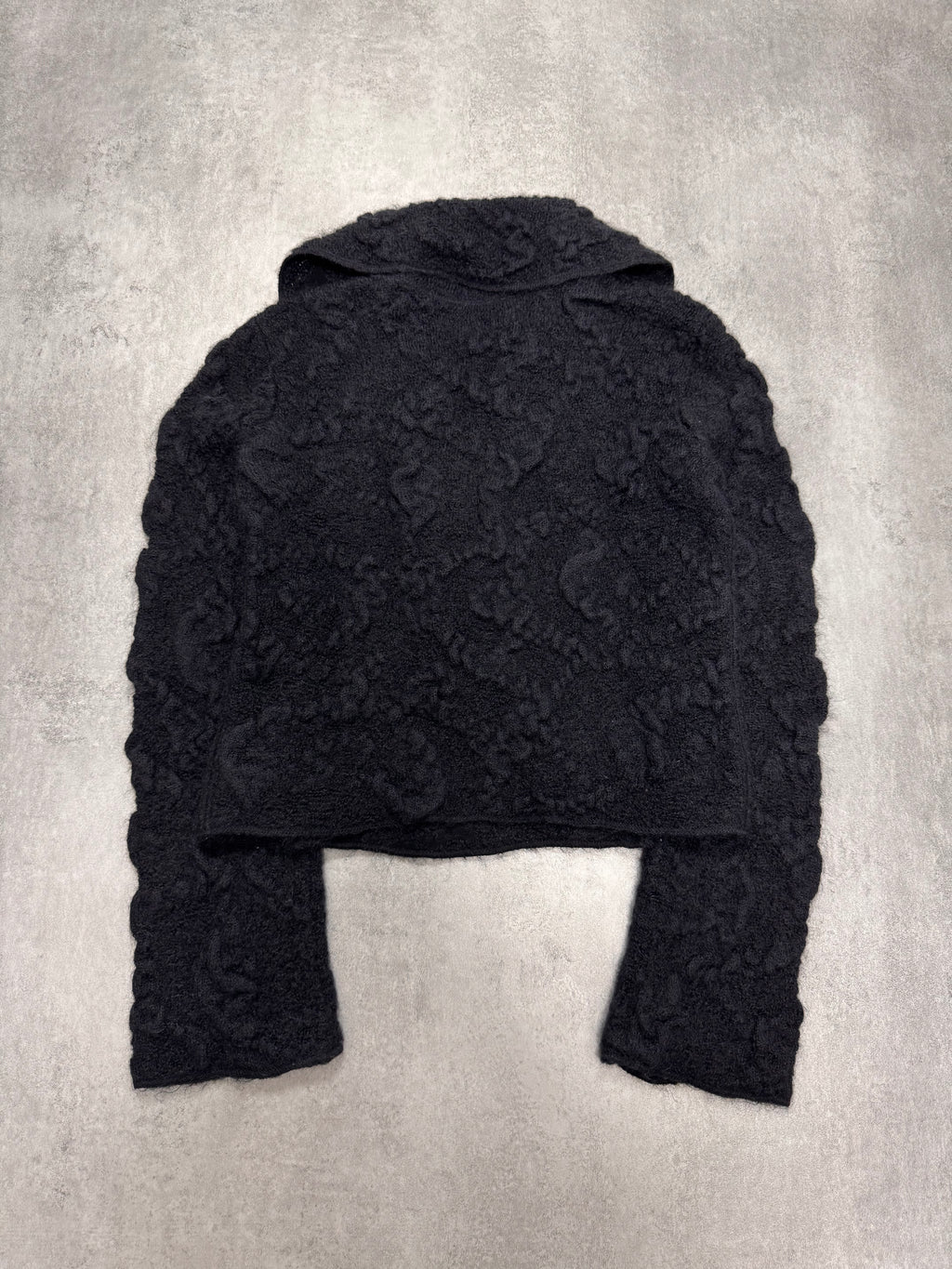 2000s Emporio Armani Wool 3D Shapes Cropped Buttoned Sweater