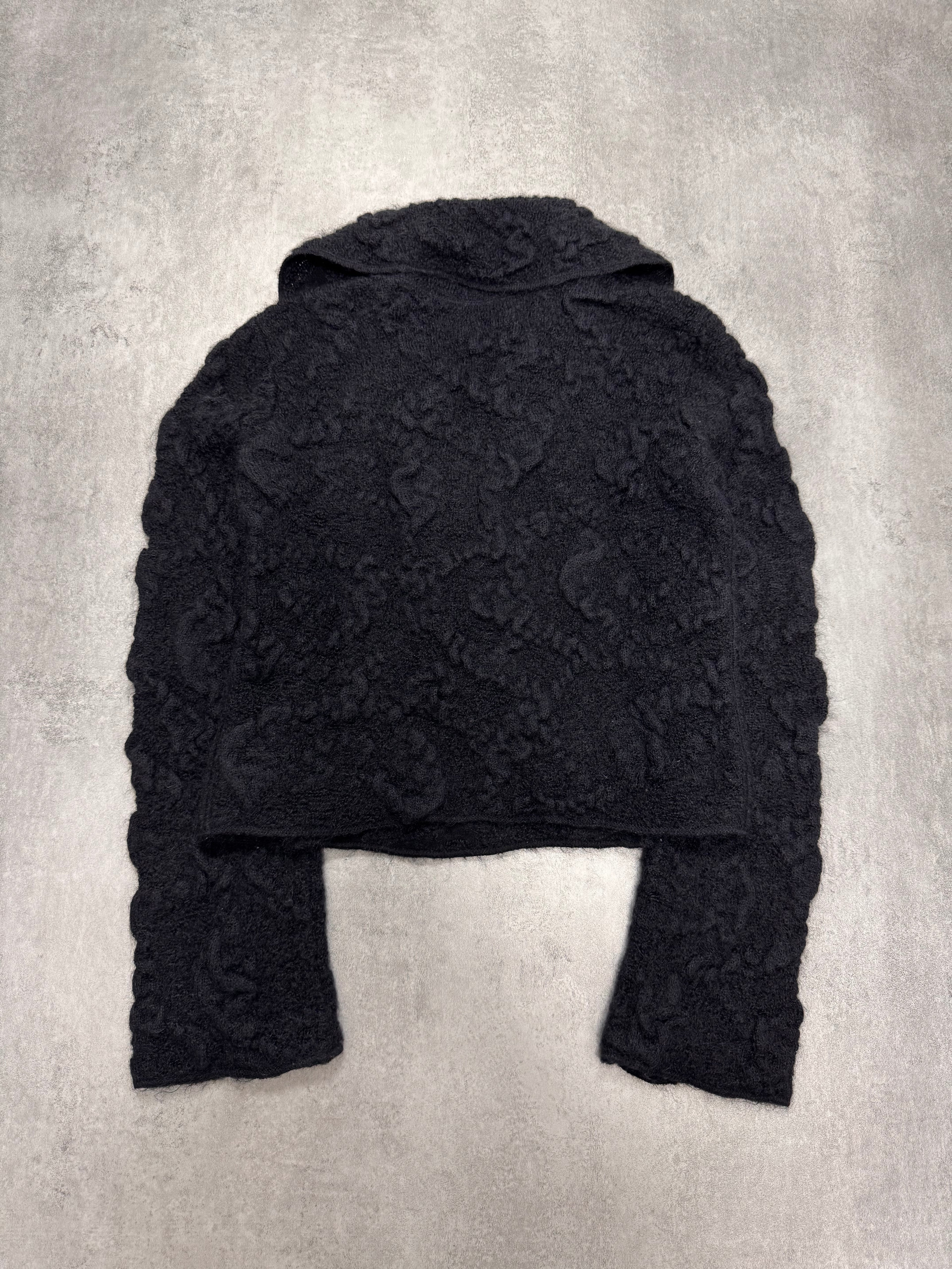 2000s Emporio Armani Wool 3D Shapes Cropped Buttoned Sweater