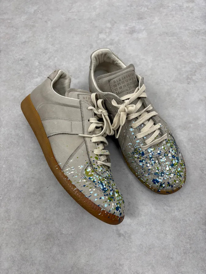 Maison Margiela Replica Grey Painted Army Sneakers xcBzTIU 4