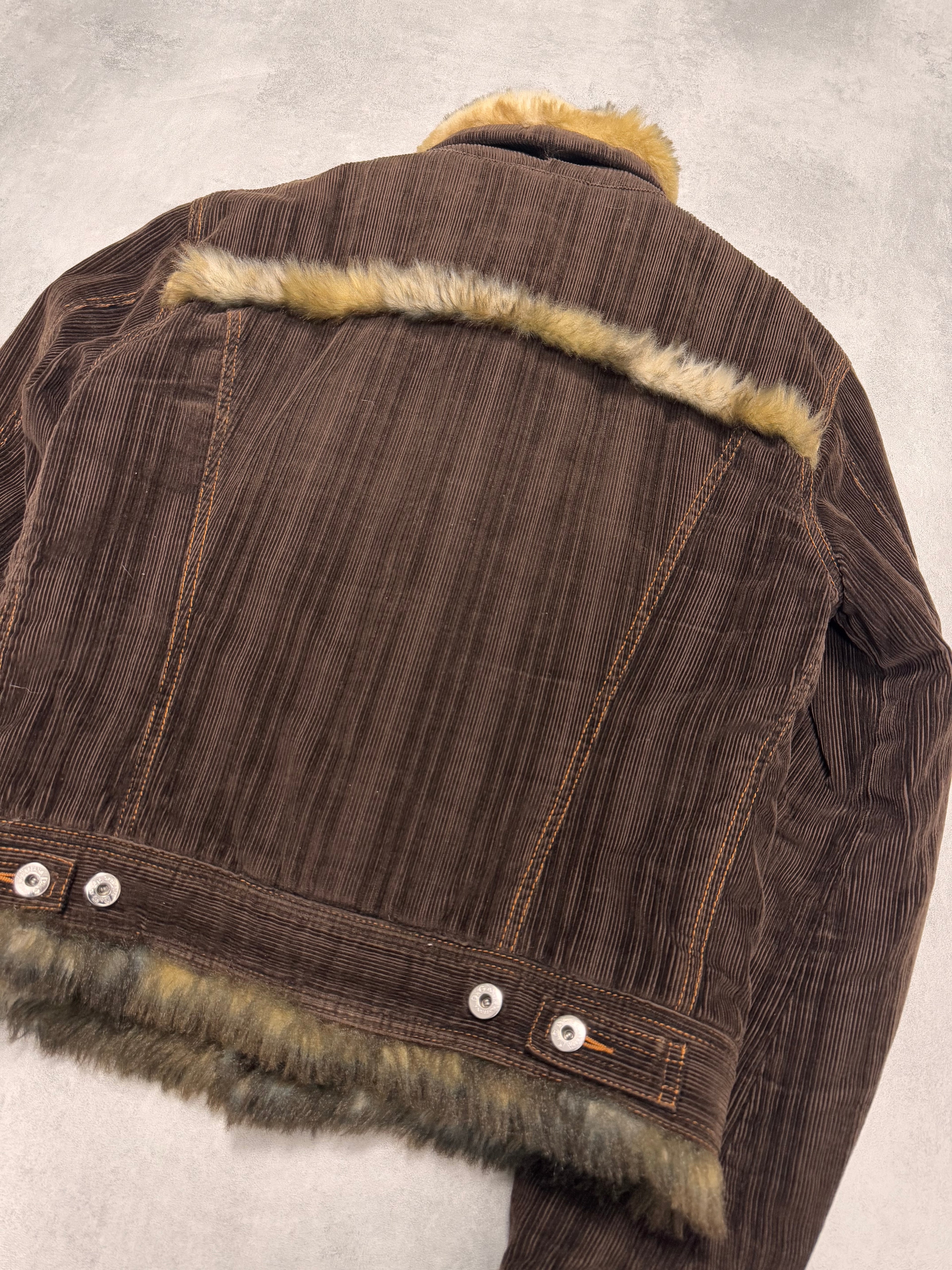 FW2001 Dolce & Gabbana Fur Striped Corduroy Jacket