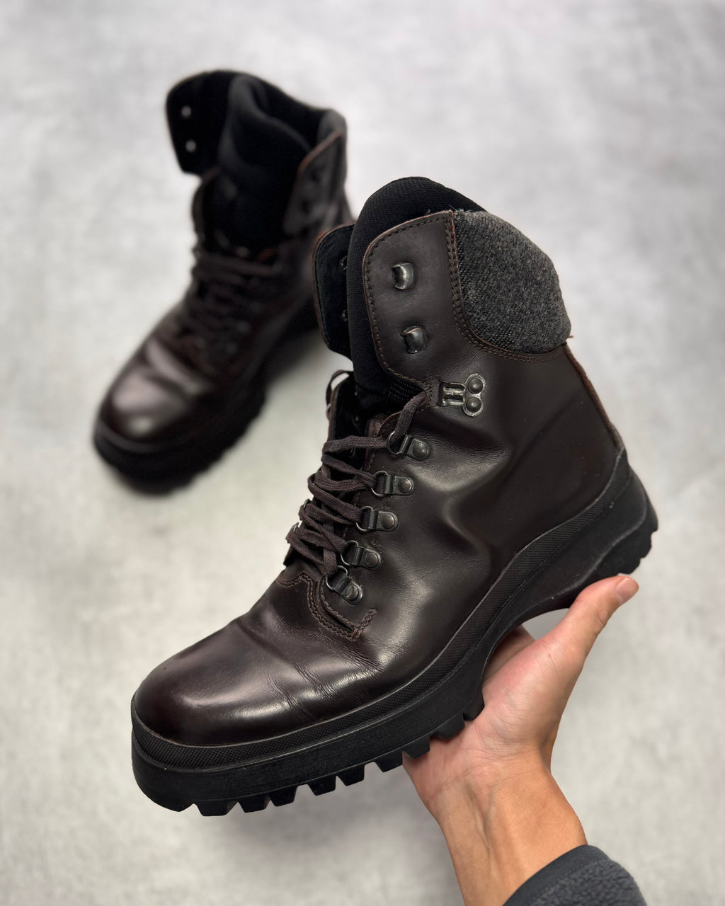 FW1999 Prada Brown Leather Hiking Boots