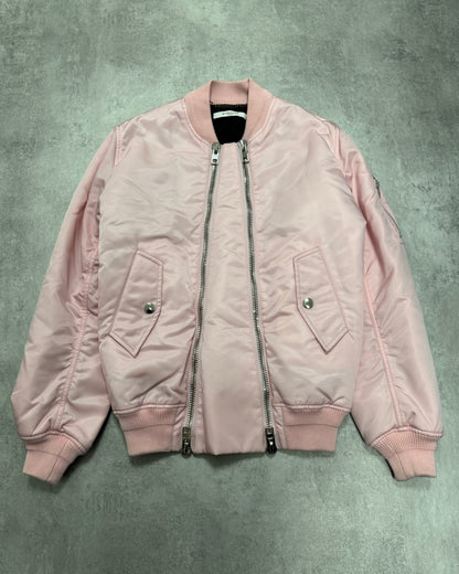 AW2016 Givenchy Pink Asymmetrical Zips Bomber Jacket (S)