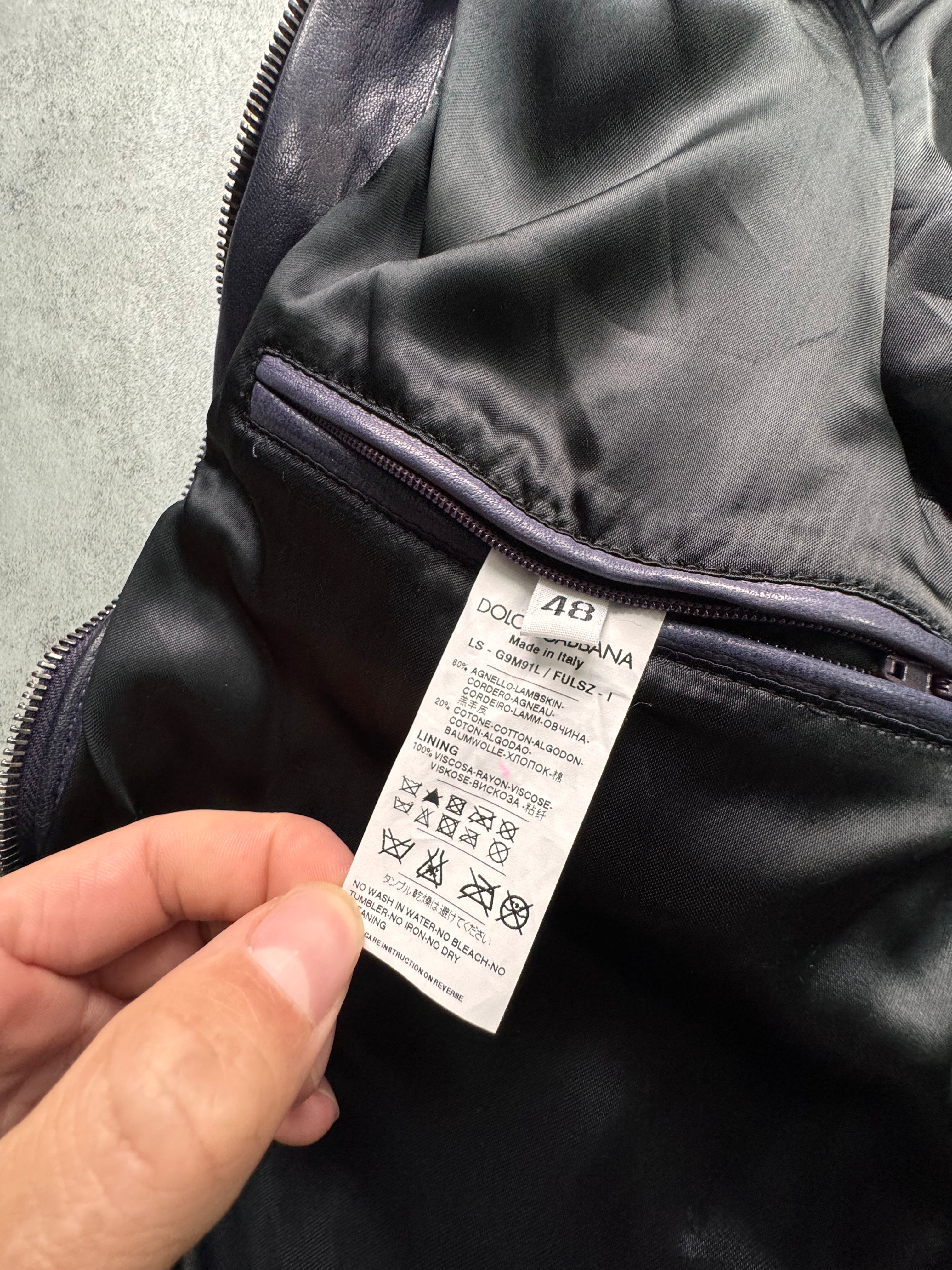 Dolce & Gabbana Galaxy Purple Cropped Leather Jacket