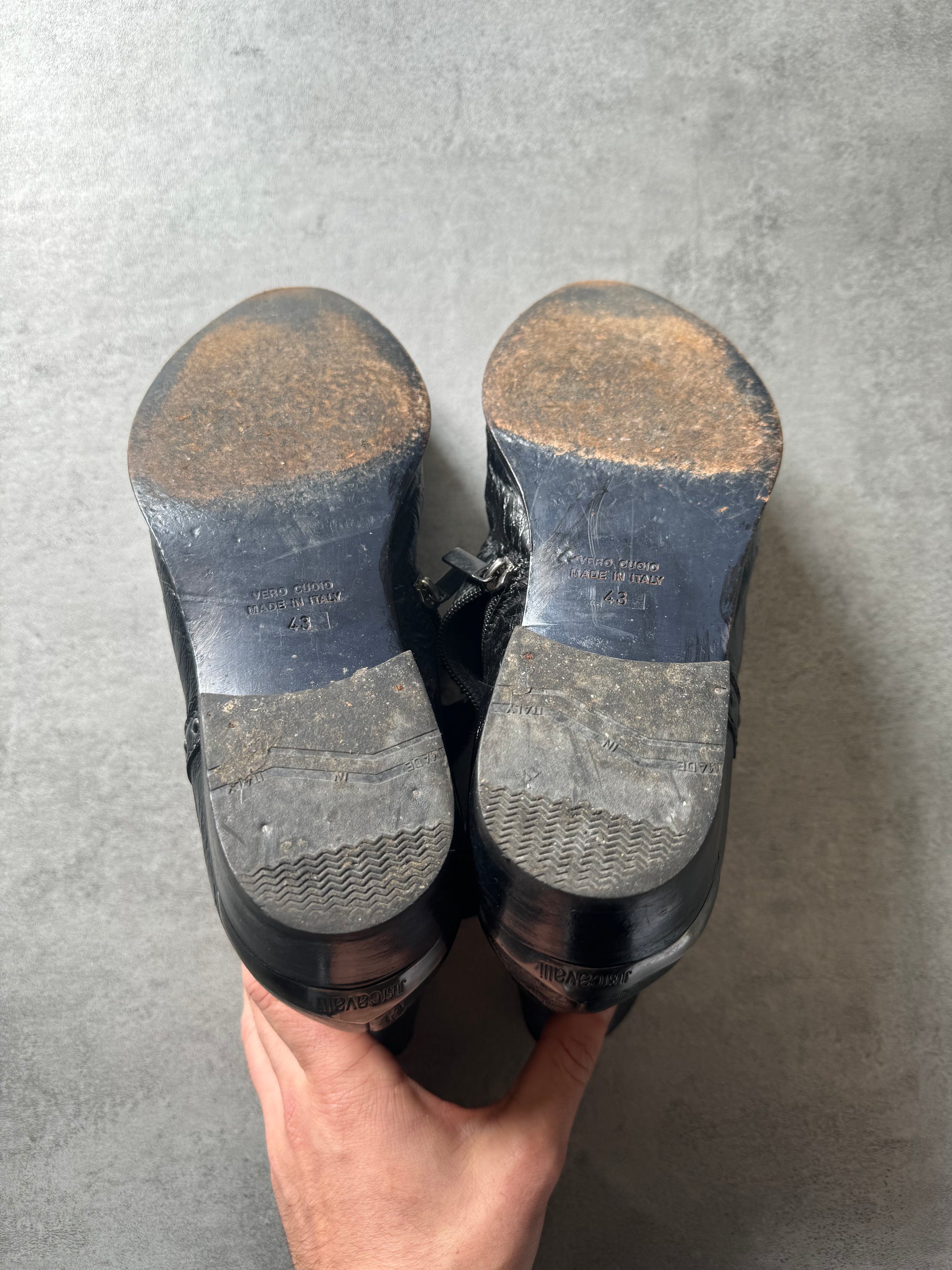 Cavalli Black Western Leather Boots  (43) - 9
