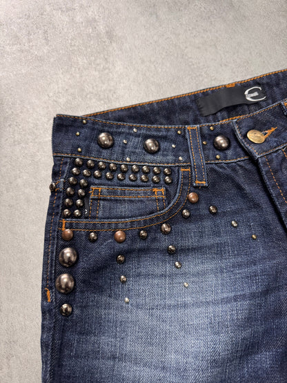 AW2010 Cavalli Studded Sun Faded Jeans (XS)