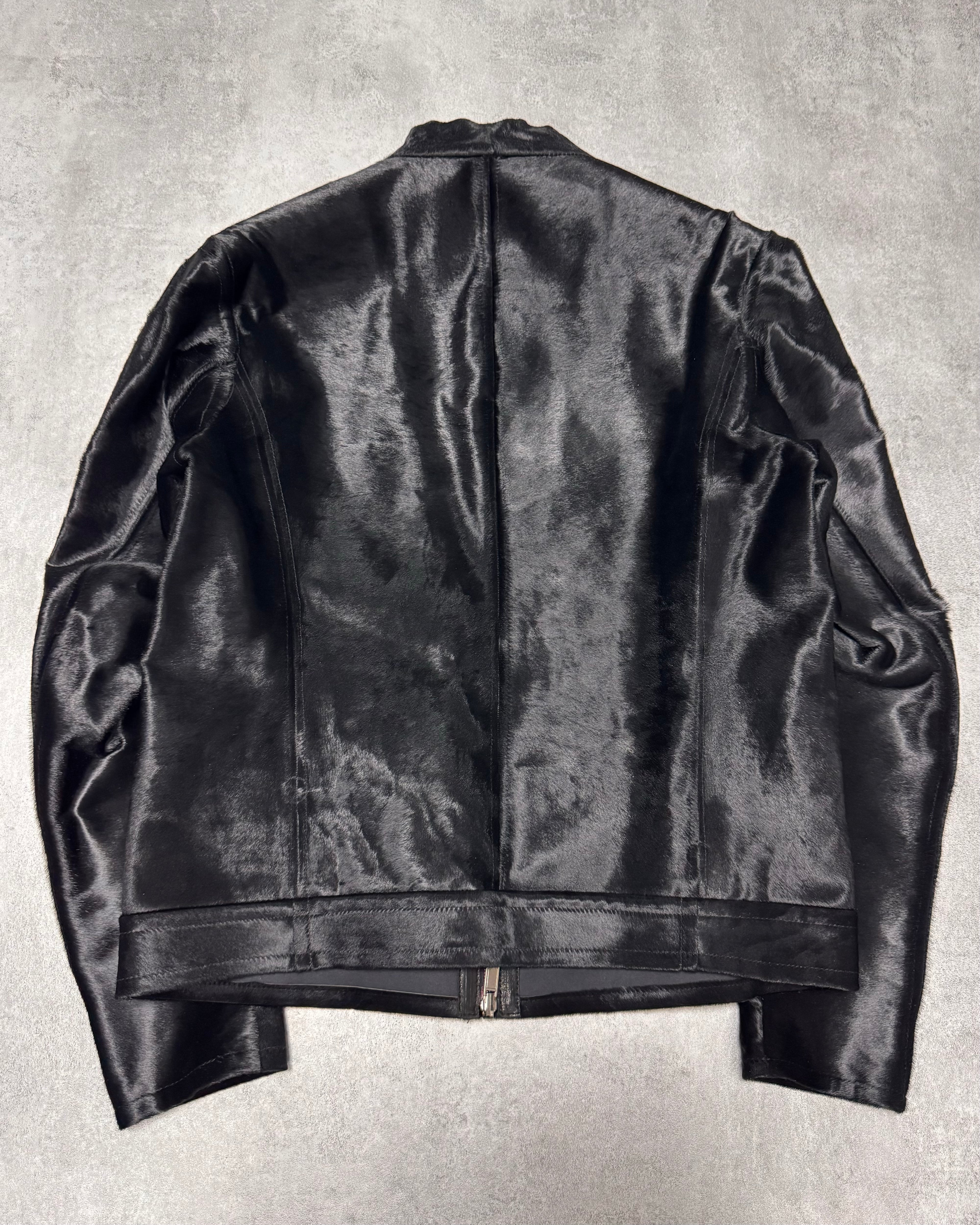 FW2013 Emporio Armani Black Pony Hair Leather Jacket