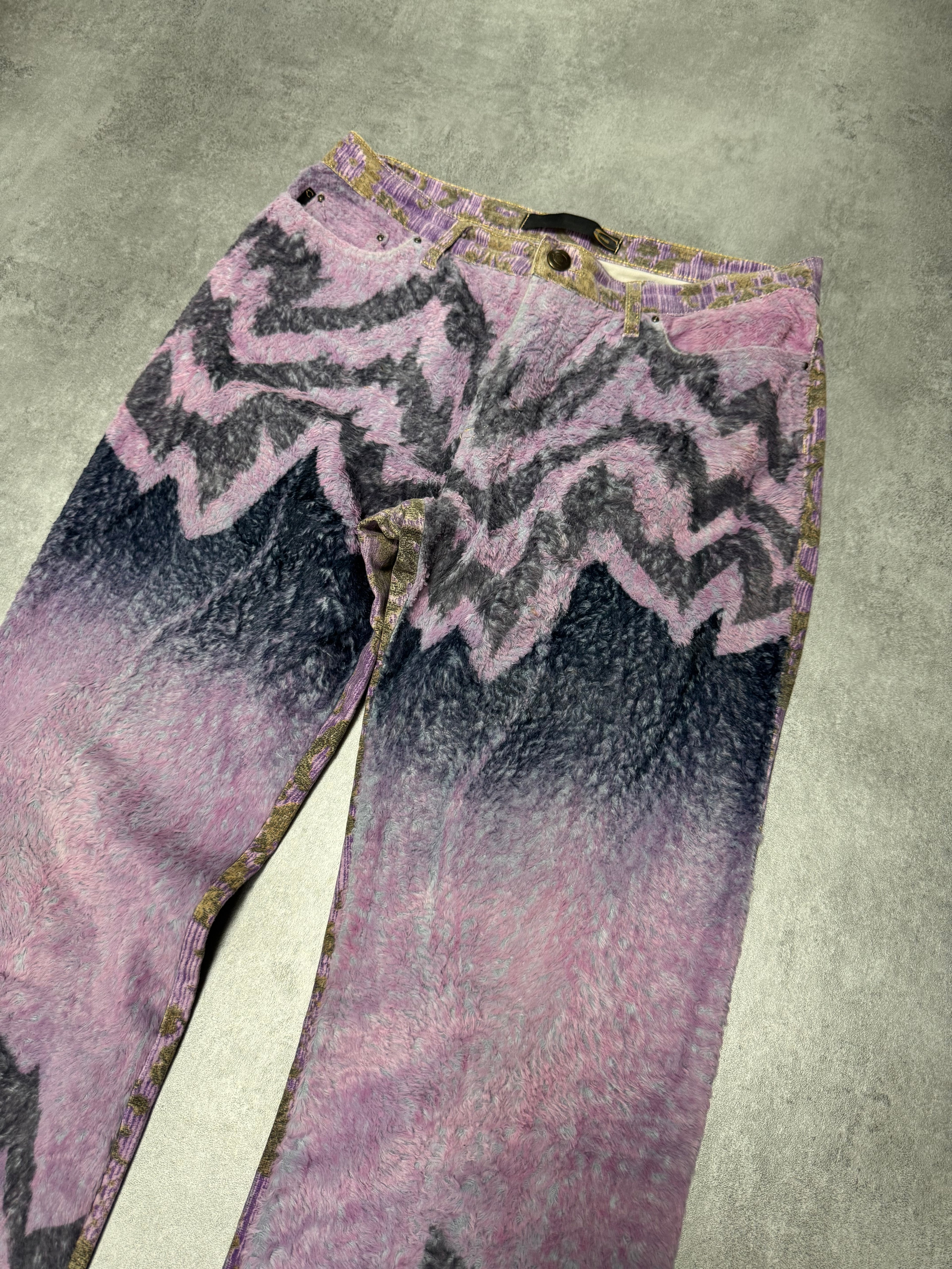 SS2005 Just Cavalli Fur Mountain Peninsula Purple Pink Pants