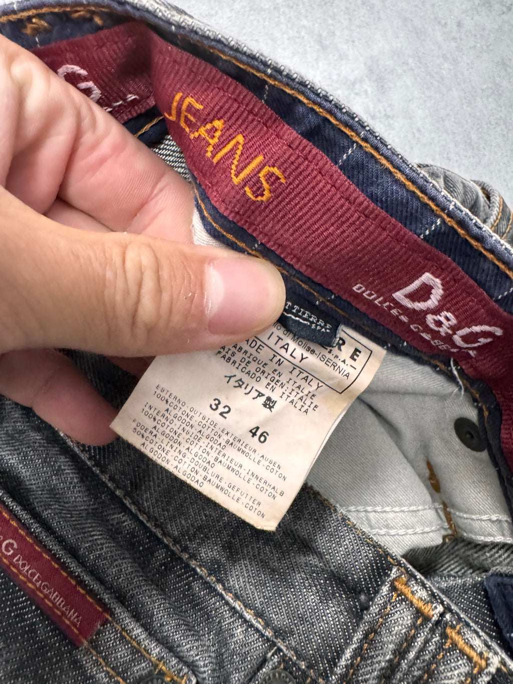 AW2003 Dolce & Gabbana Raw Grey Denim Jeans