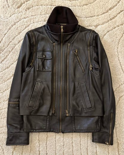 AW04 Dolce & Gabbana Utility Detachable Leather Bomber Jacket (M)