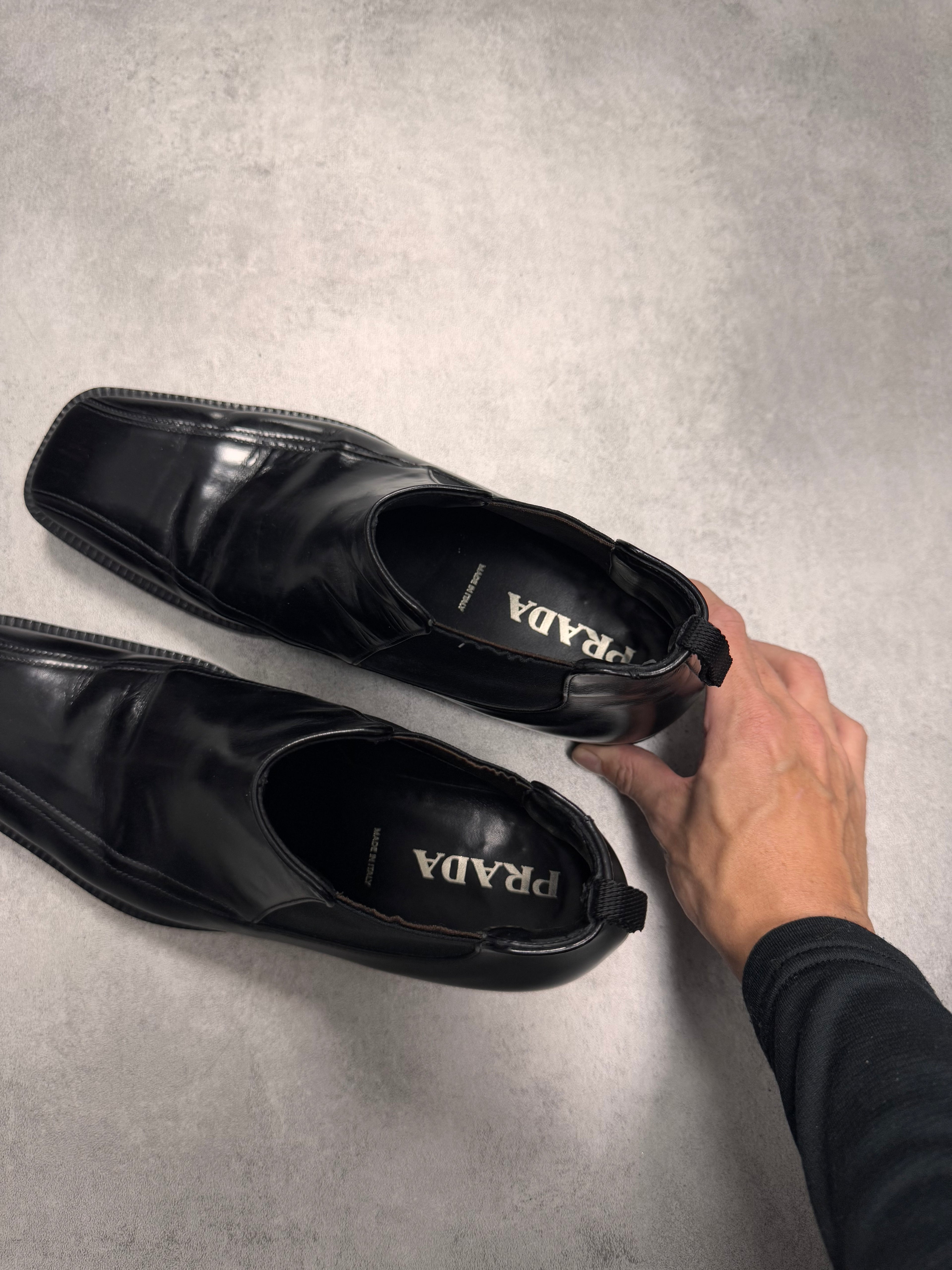 Prada Class Ankle Black Leather Boots