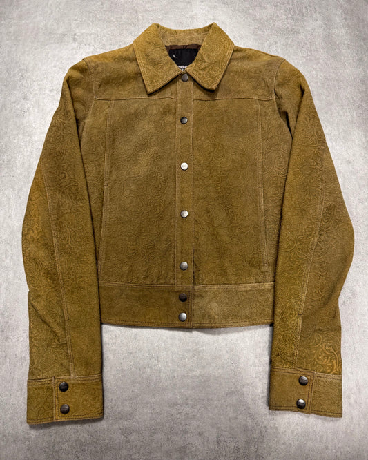 2000s Gianfranco Ferré Prestige Patern Suede Leather Jacket (XS)