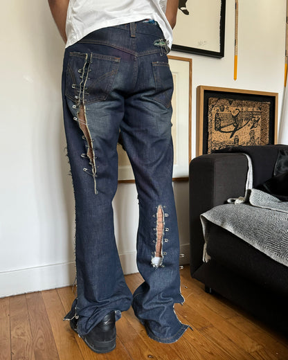 SS2001 Dolce & Gabbana Safety Spin Navy Cozy Denim Pants (M)