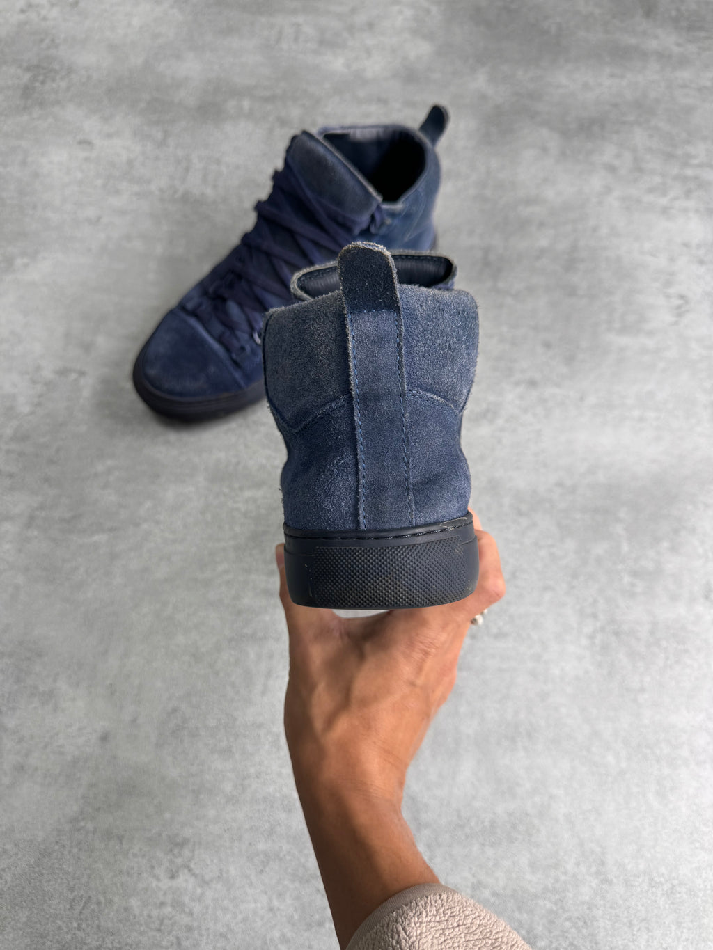 Balenciaga Arena High Blue Suede Leather Sneakers