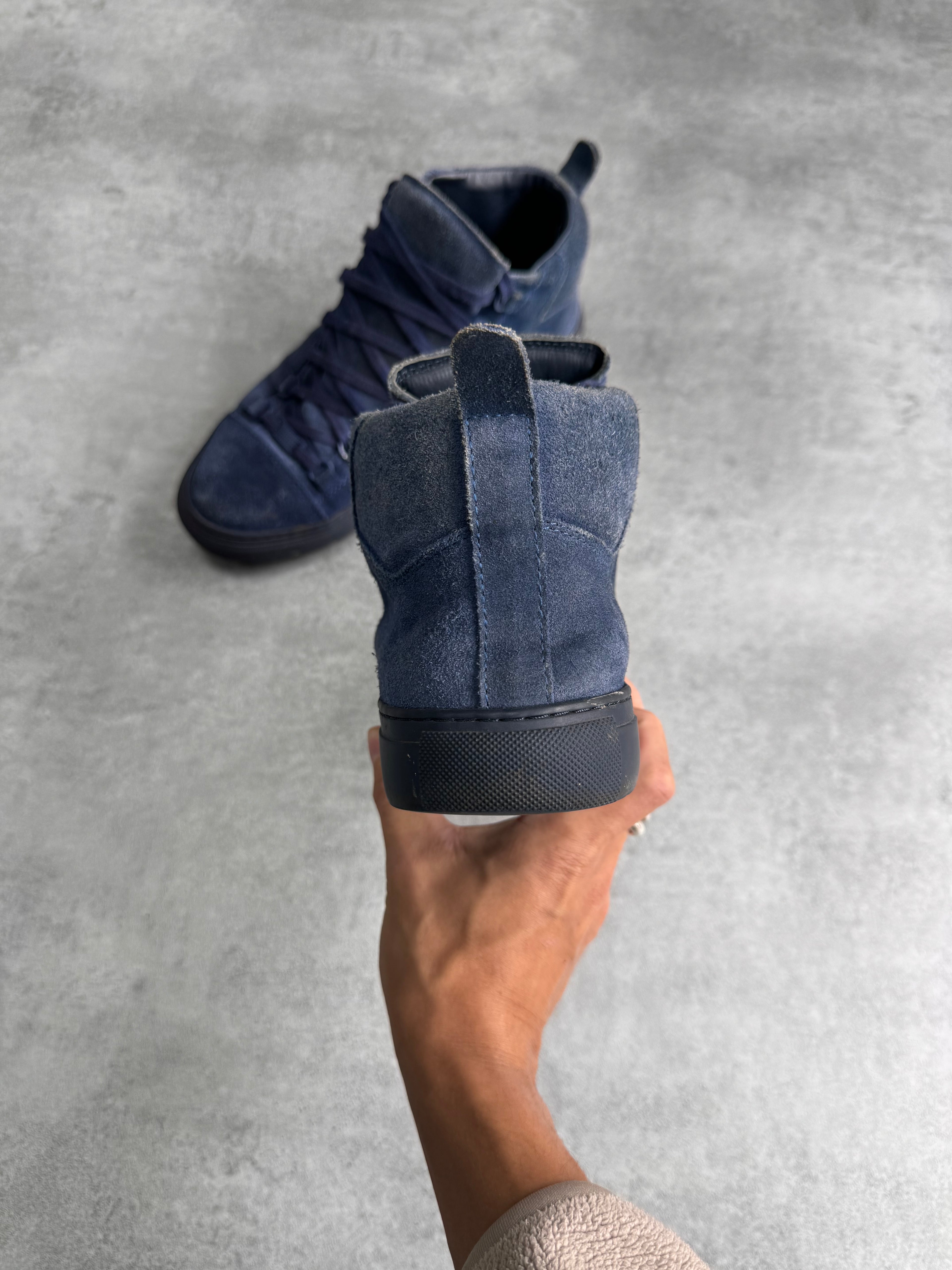 Balenciaga Arena High Blue Suede Leather Sneakers
