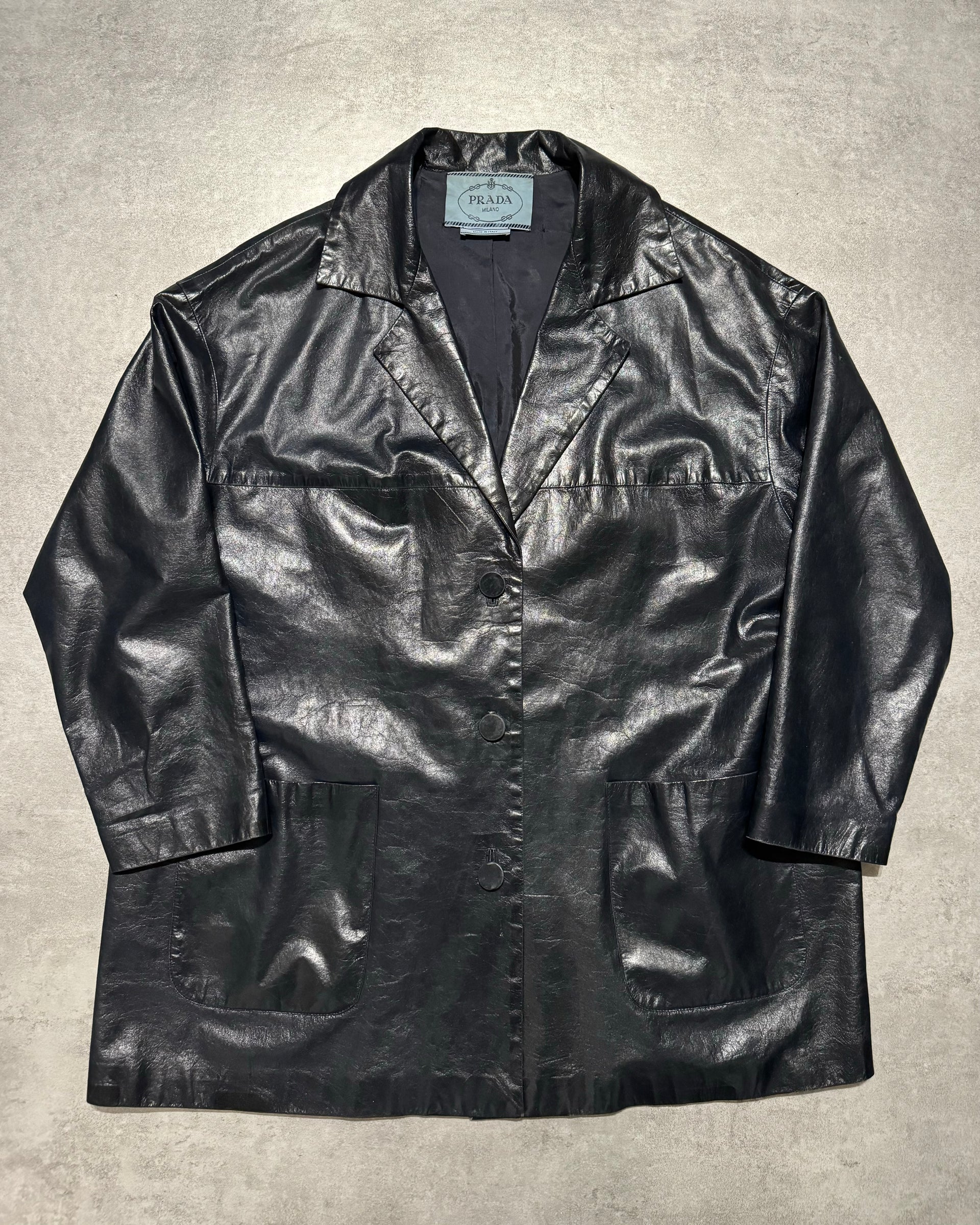 AW1996 Prada Navy Soft Leather Italian Jacket – Dolce Vita Hub