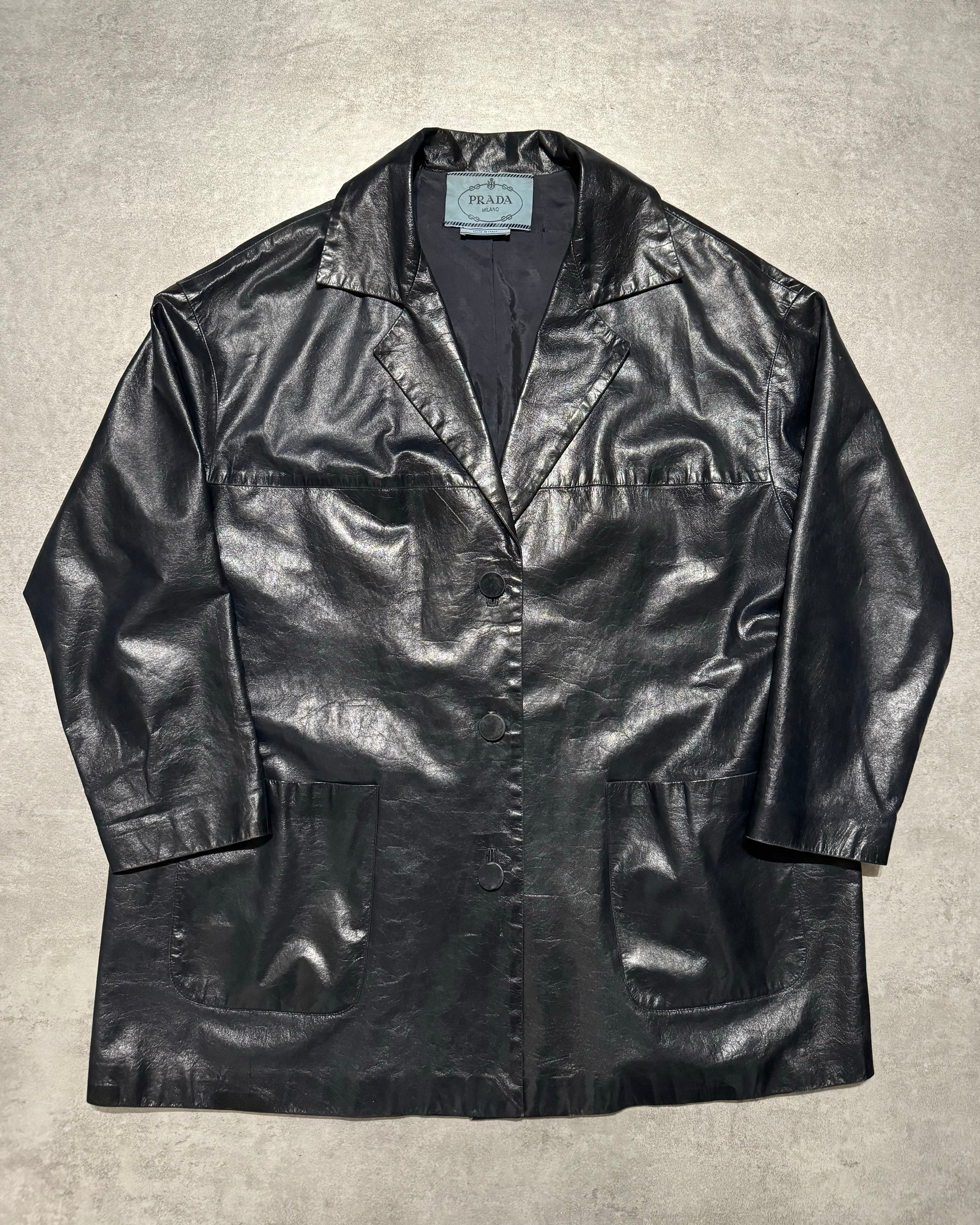 AW1996 Prada Navy Soft Leather Italian Jacket (XS) - 1