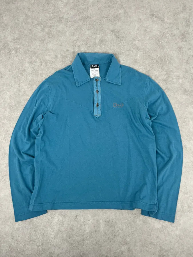 AW2004 Dolce & Gabbana Eagle Blue Polo Longsleeves brjILwD 0