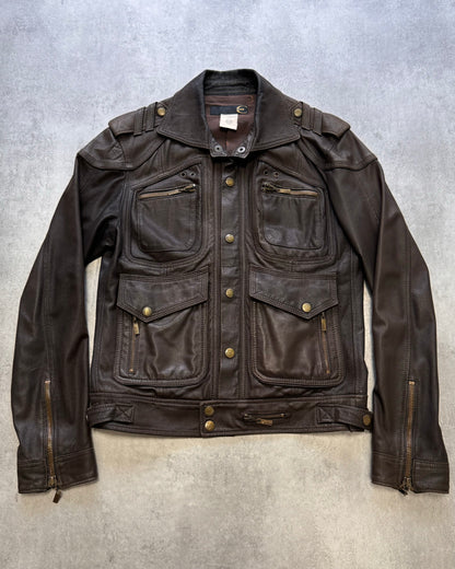 2000s Just Cavalli Hunter Brown Leather Jacket (S/M)