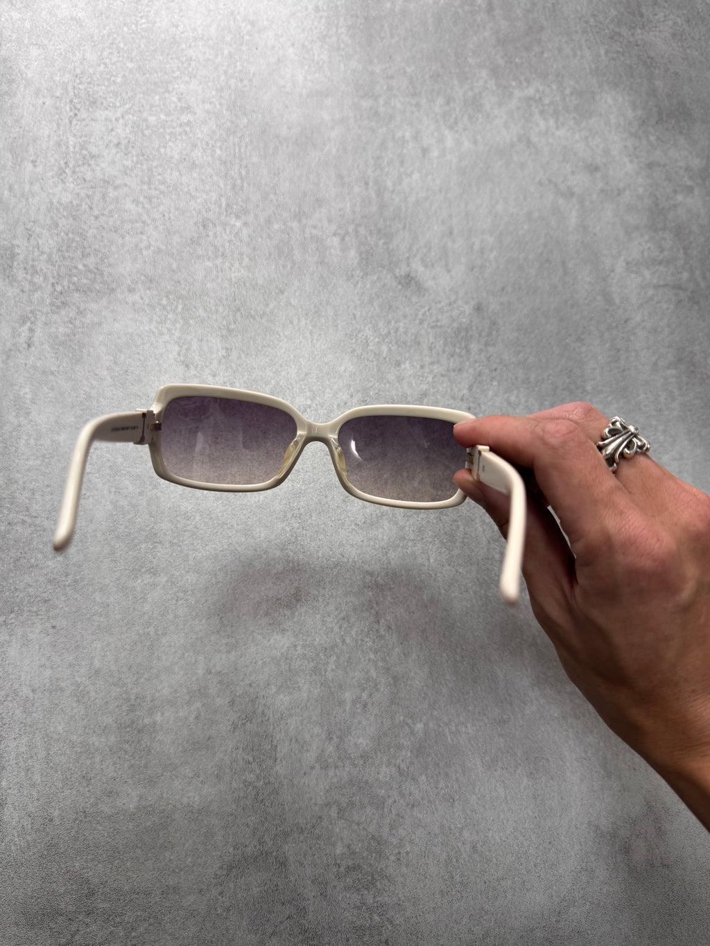 2000s Givenchy White Rectangle Sunglasses