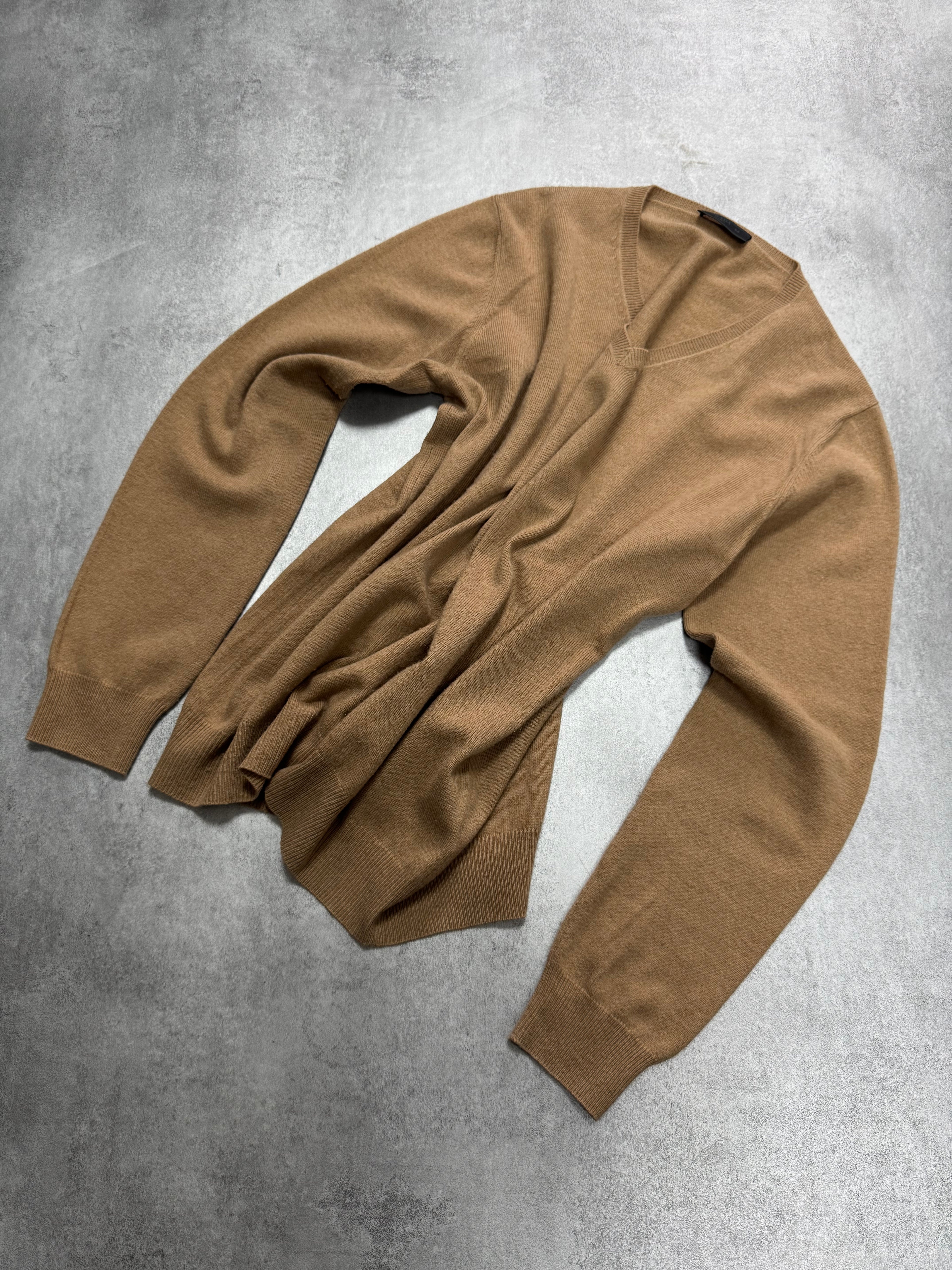 AW2010 Prada V Neck Camel Sweater