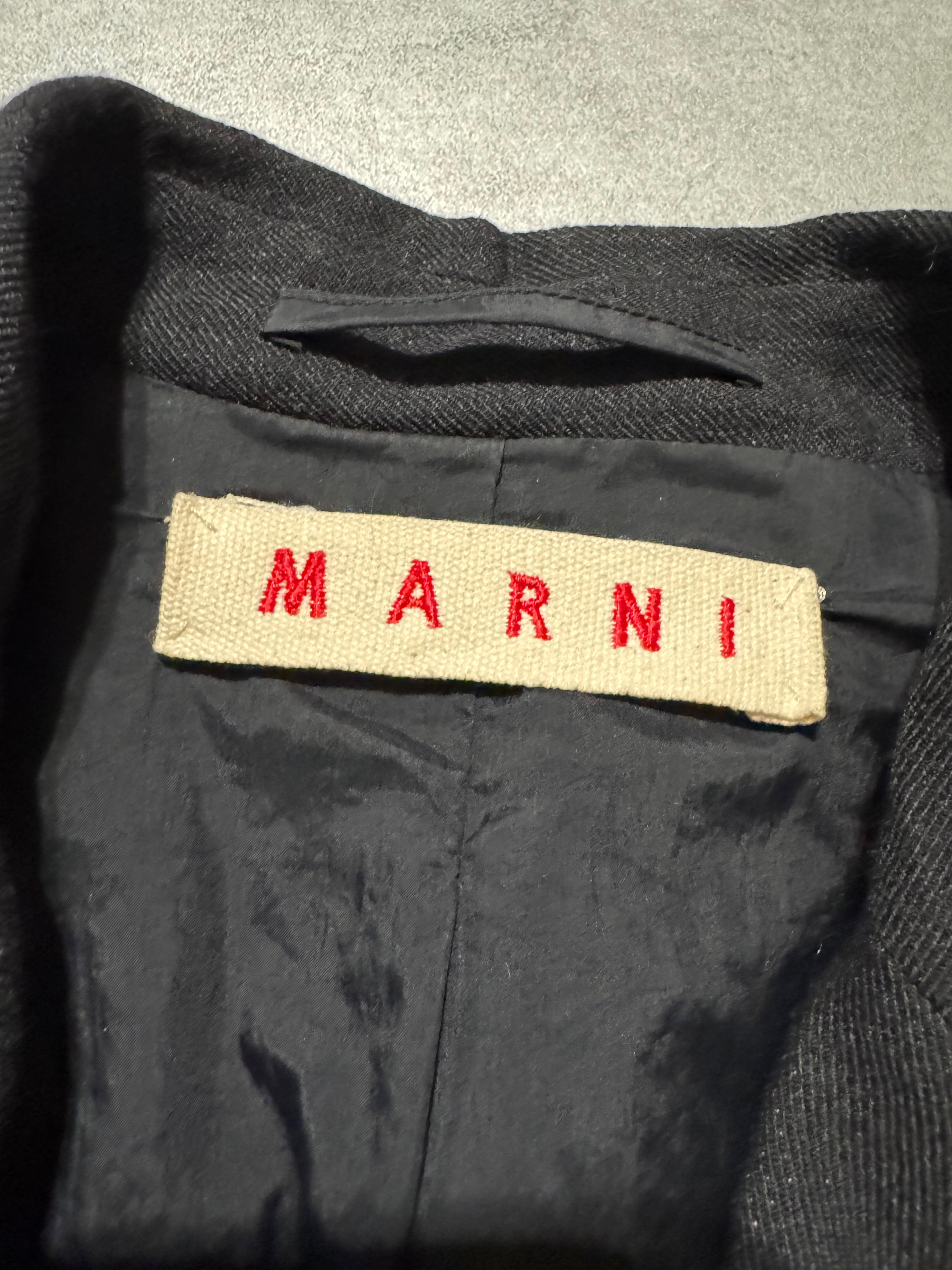 Marni Fur Calf Leather & Wool Long Jacket