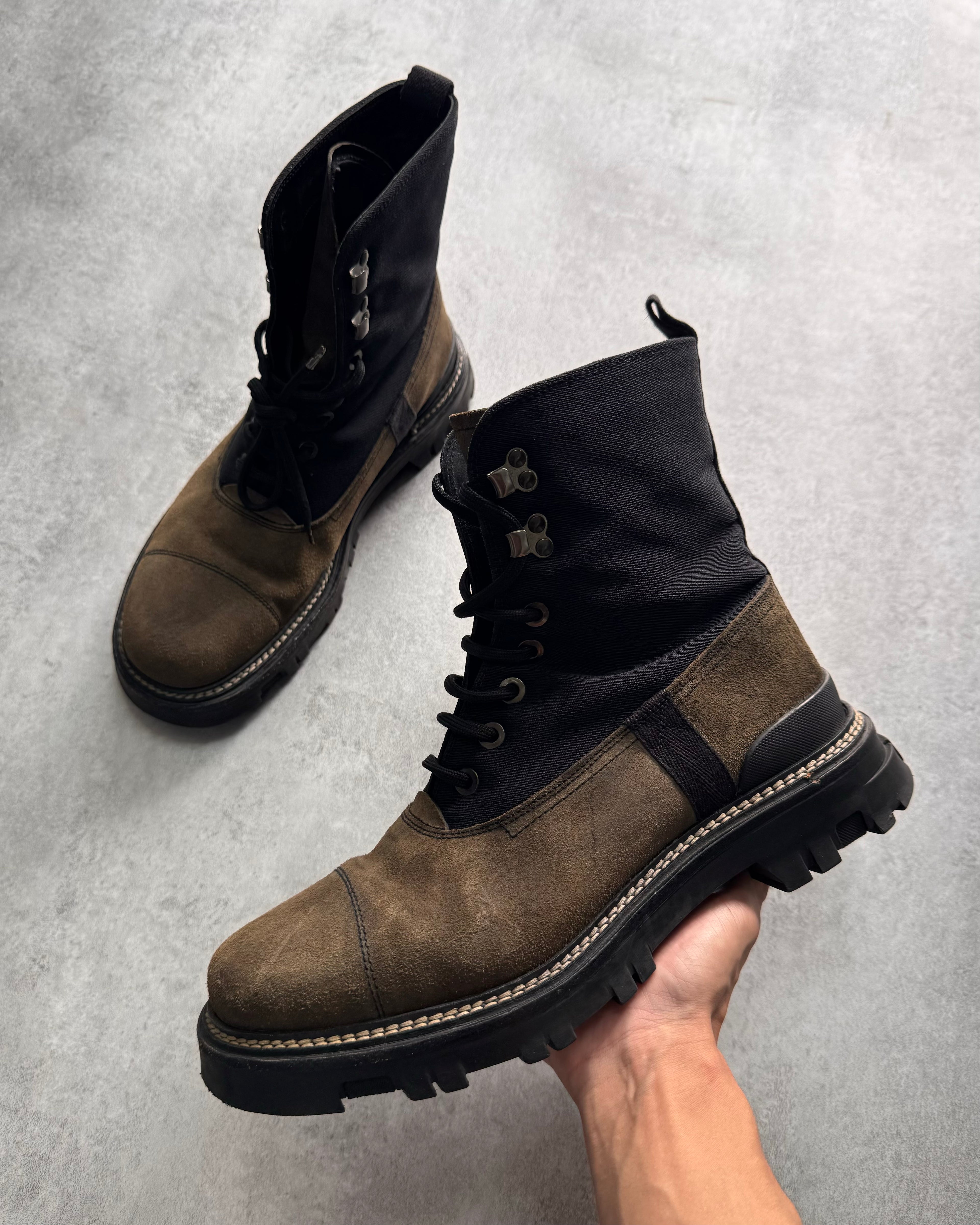 2000s Prada Hiking Suede Hybrid Leather Boots