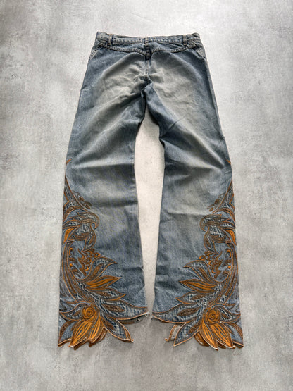 2000s Roberto Cavalli Cowboy Embroidered Jeans (S)