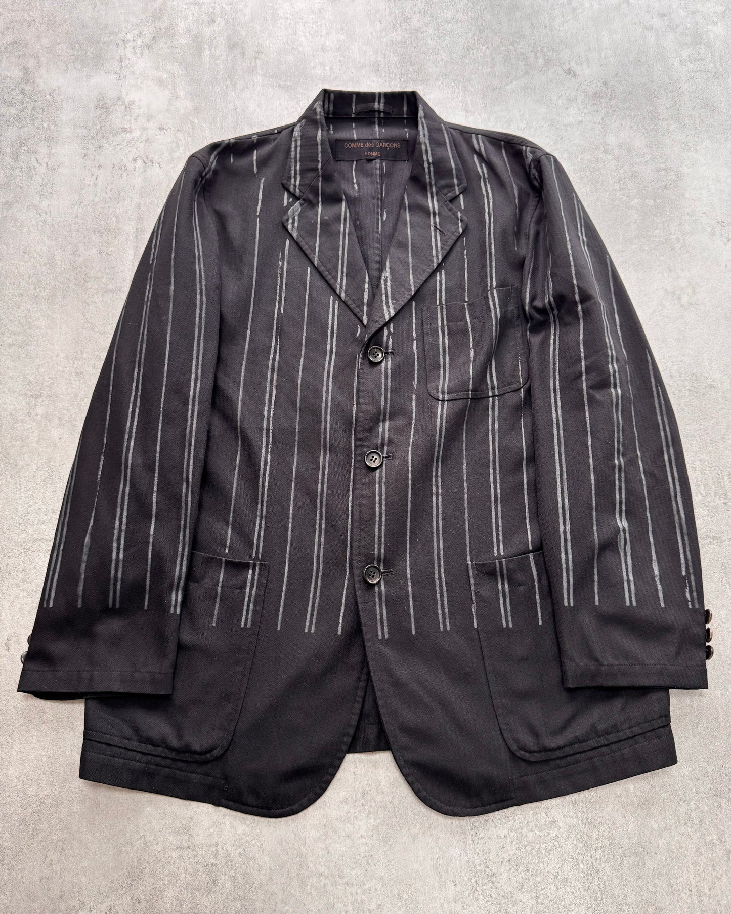 SS2001 Comme Des Garçons Homme Stripes Printed Suit Jacket (M)